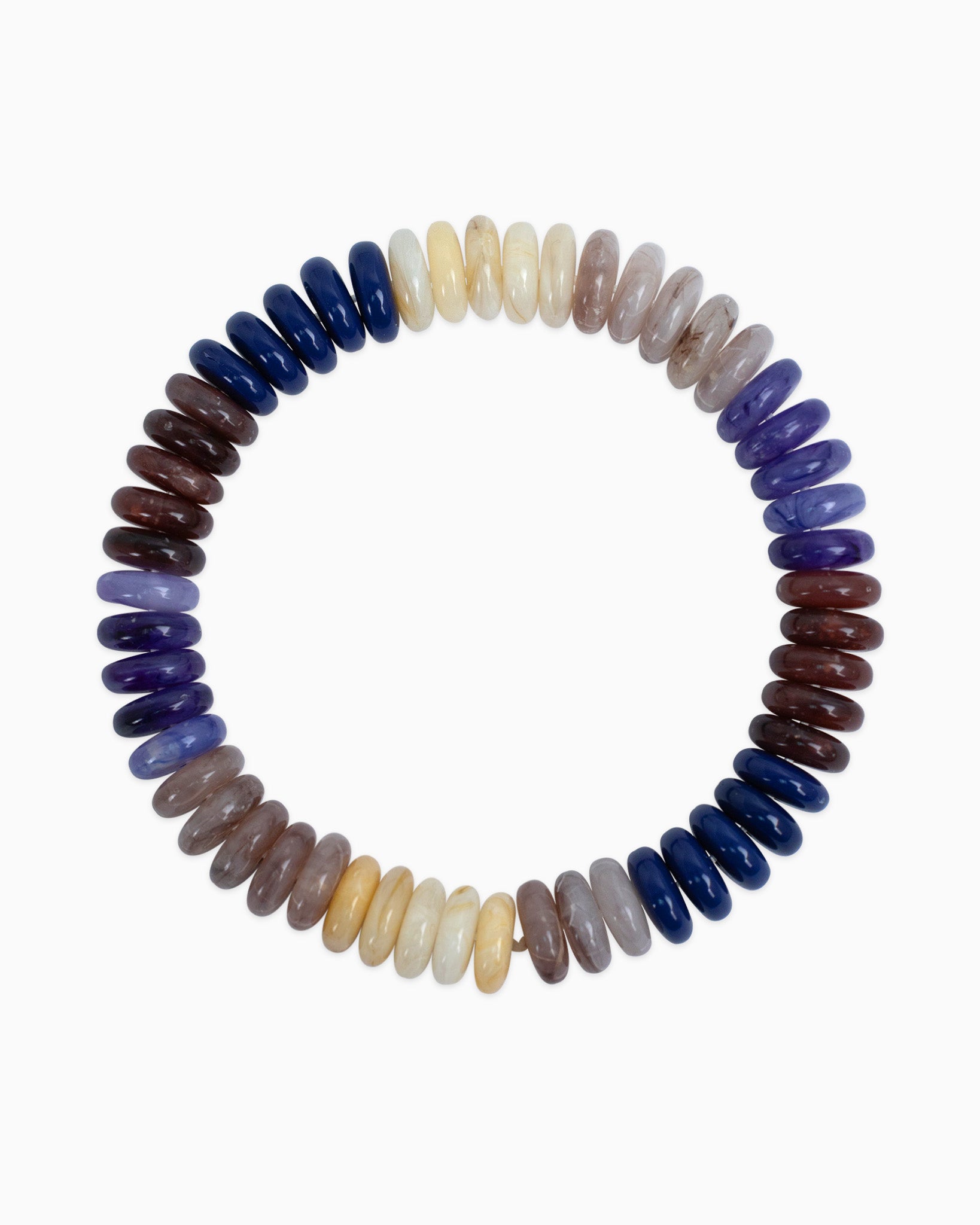 Multi Color Wide Marble Beaded Stretch Bracelet