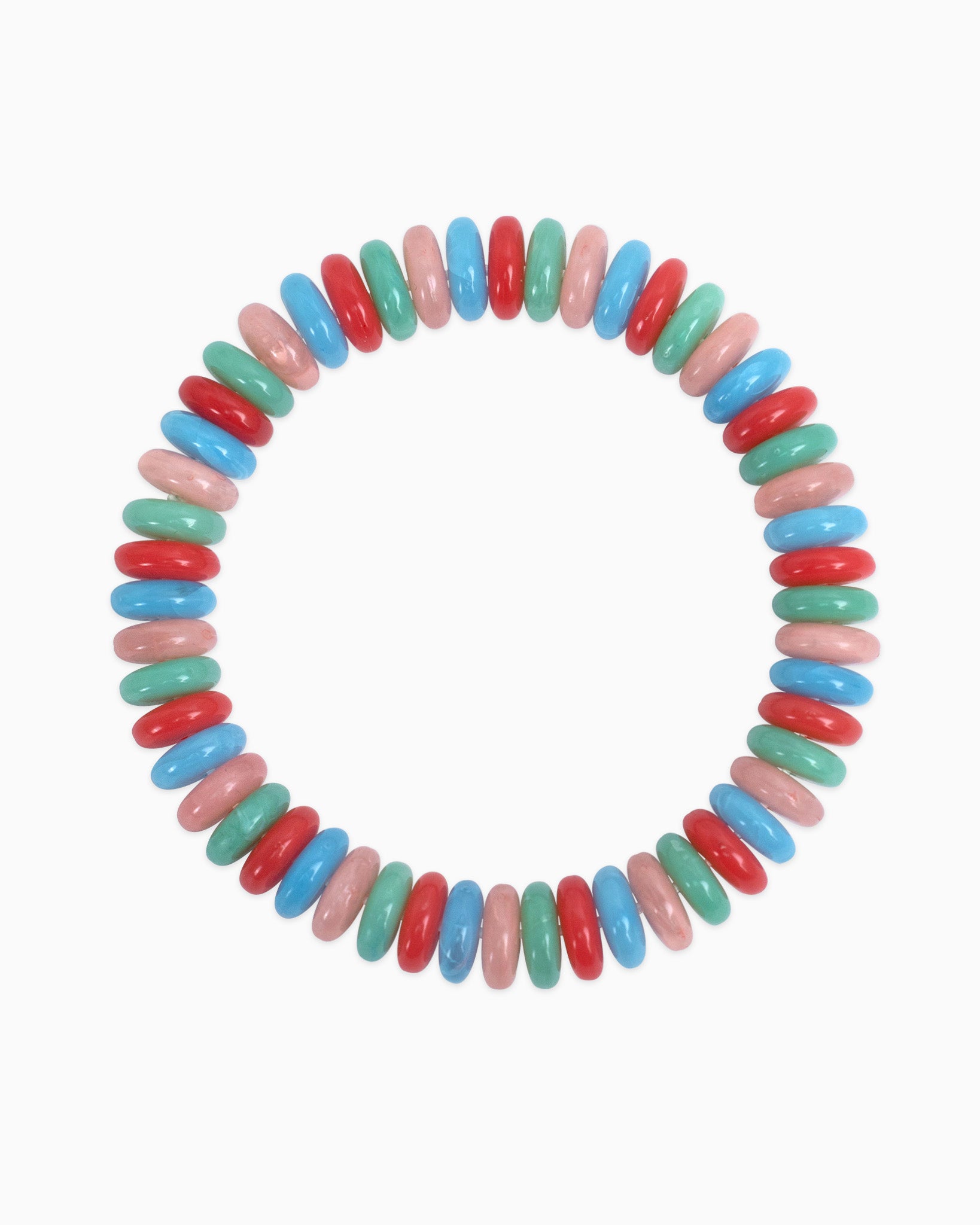 Multi Color Wide Marble Beaded Stretch Bracelet