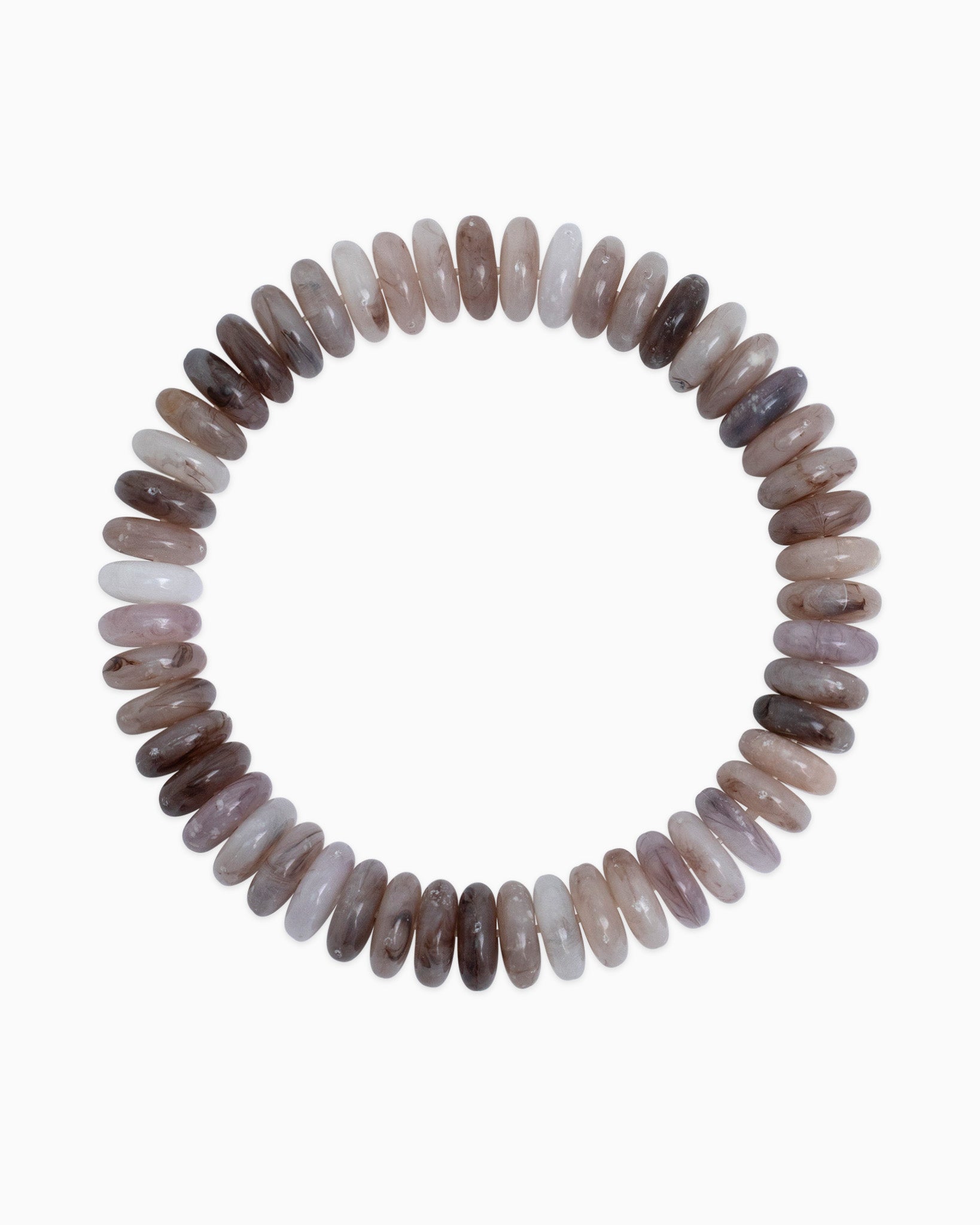 Neutral Color Wide Marble Beaded Stretch Bracelet