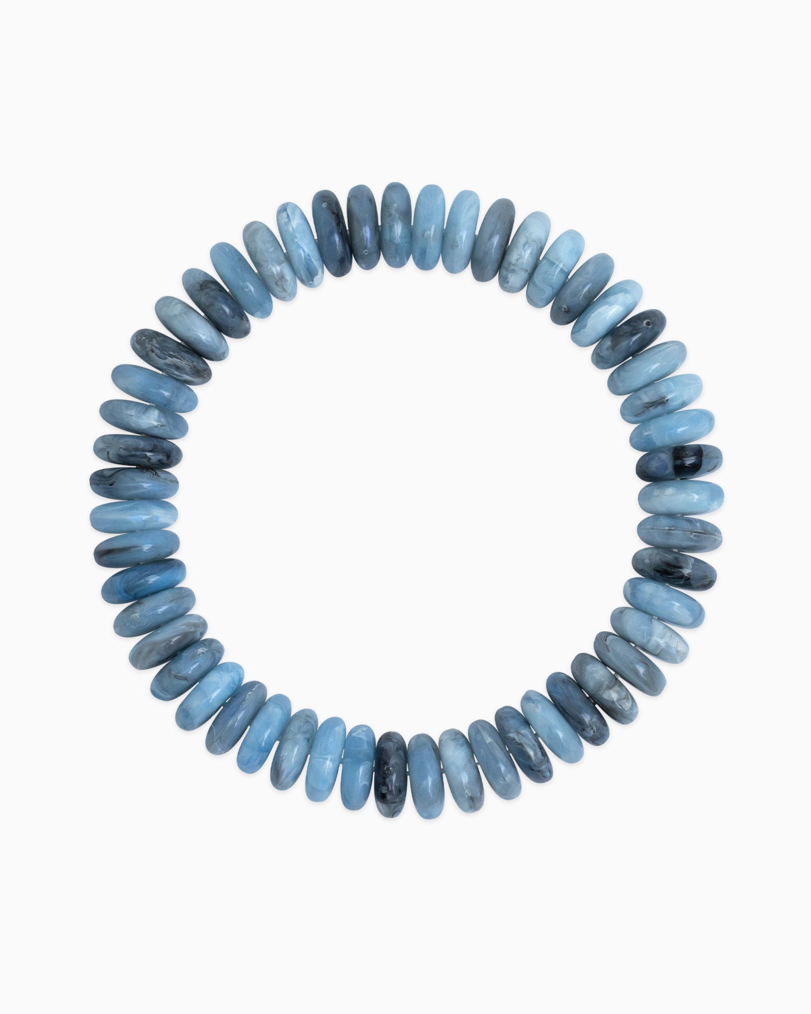 Neutral Color Wide Marble Beaded Stretch Bracelet