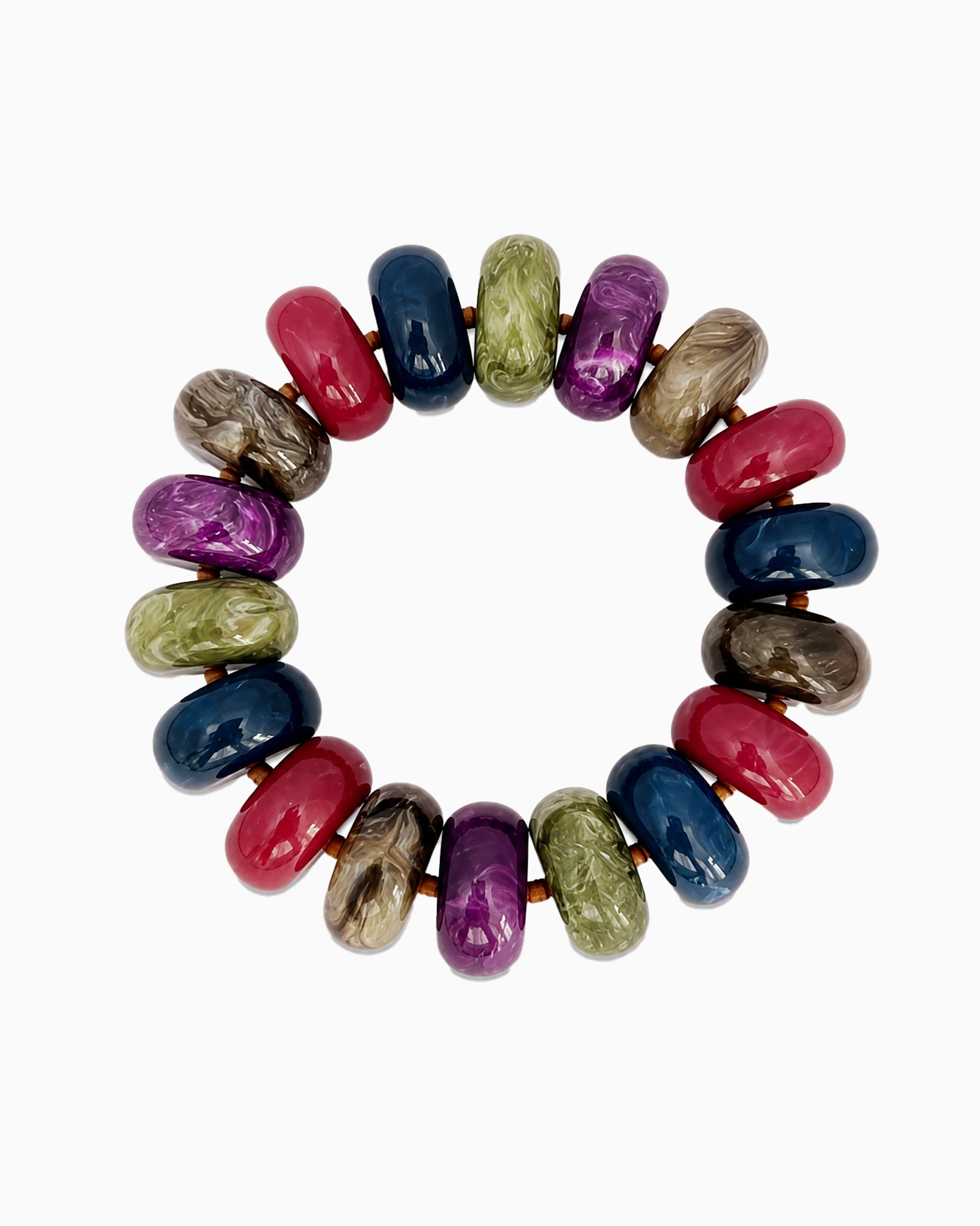 Chunky Marble Beaded Stretch Bracelet-3