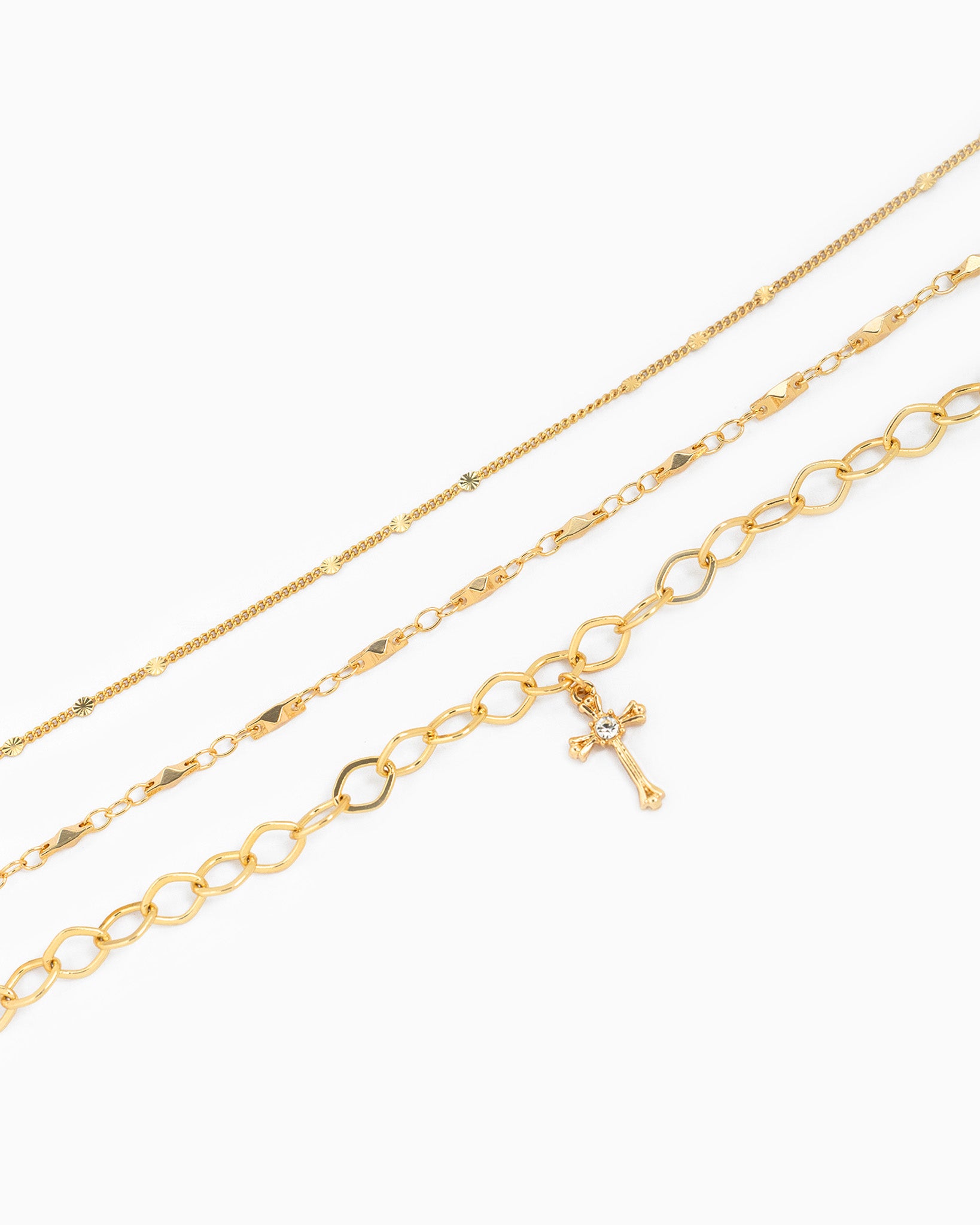 Link Cross Accent Bracelets Set of 3