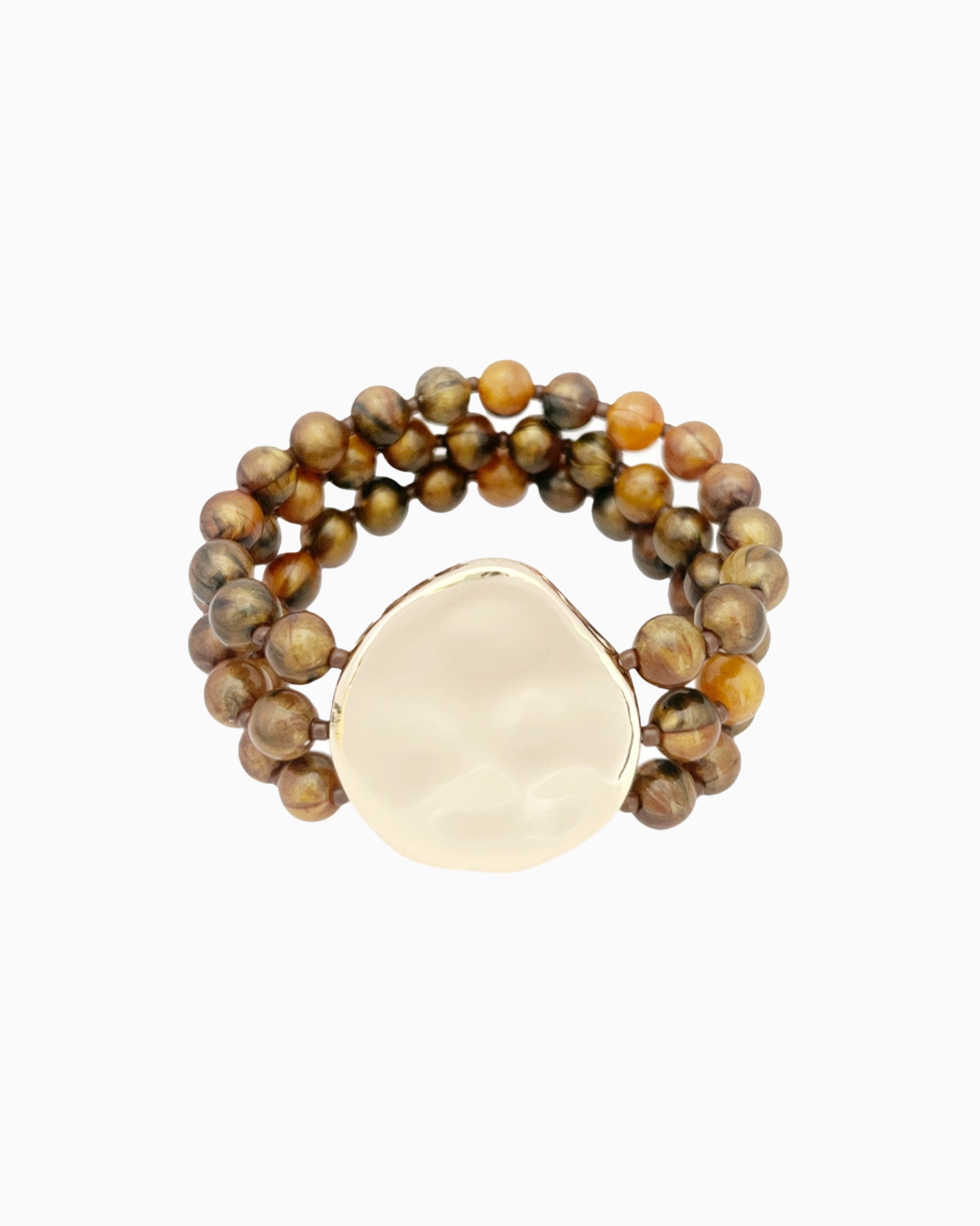Organic Marbled Bead Layered Statement Bracelet-3