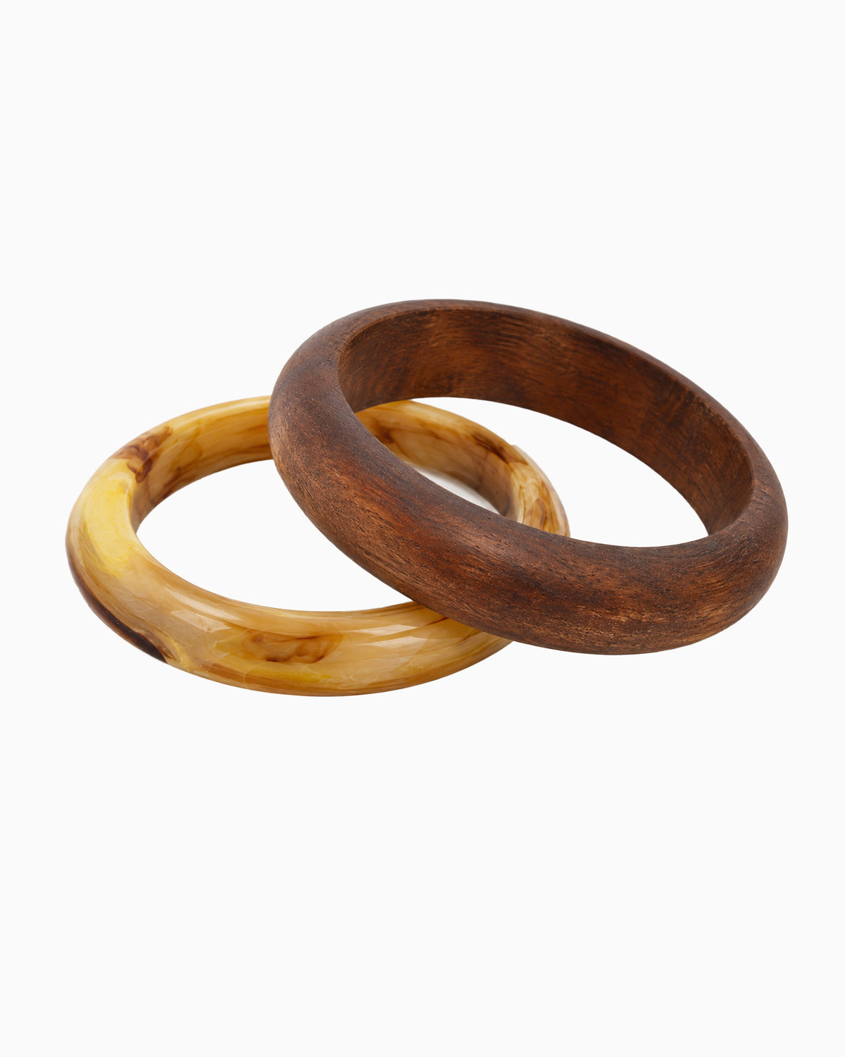 2 Set Marbled Wood Acrylic Bangle Set