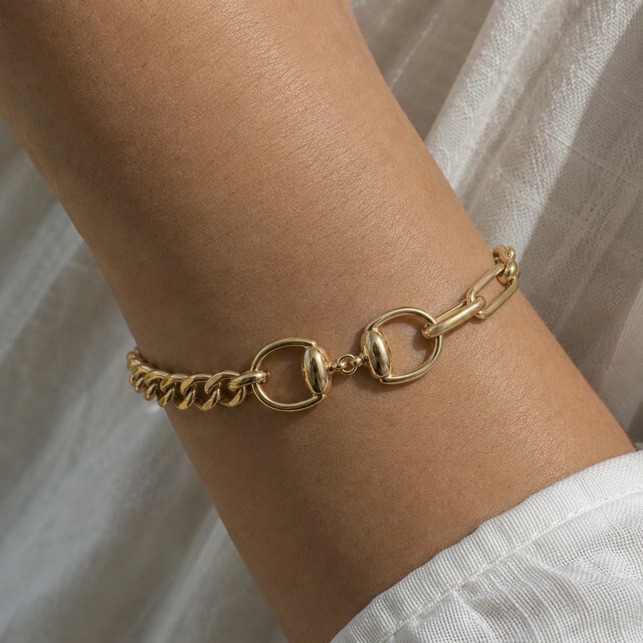Horsebit Mixed Chain Bracelet