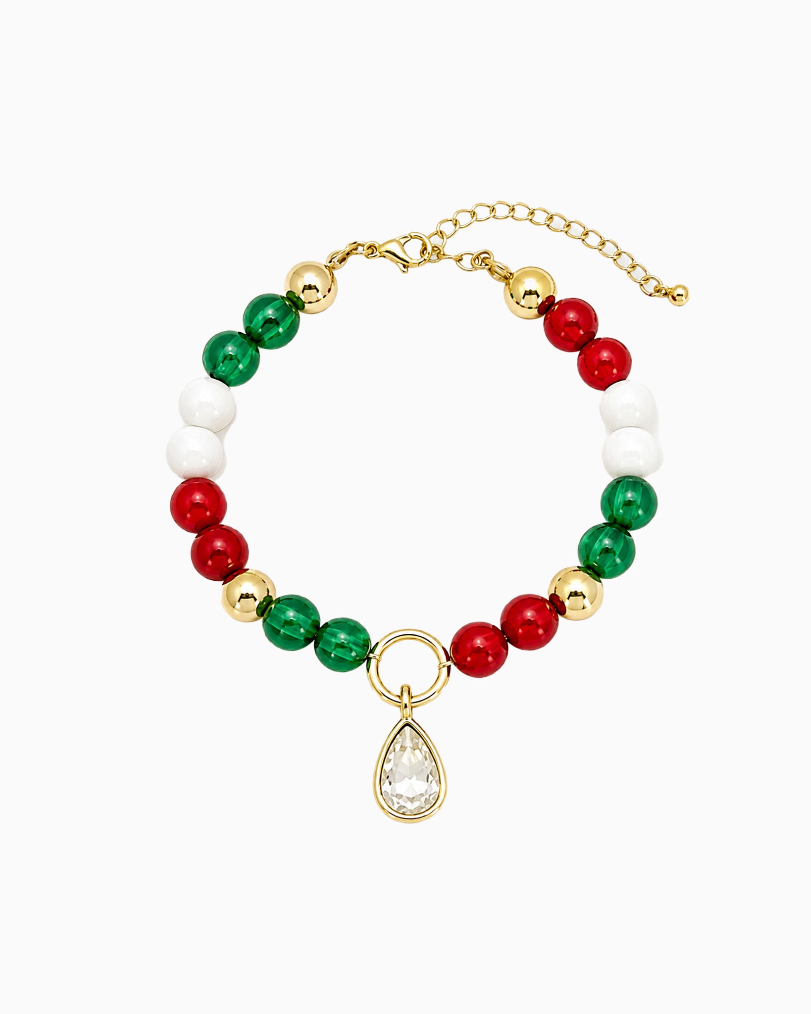 Christmas Teardrop Crystal Charm Beaded Bracelet