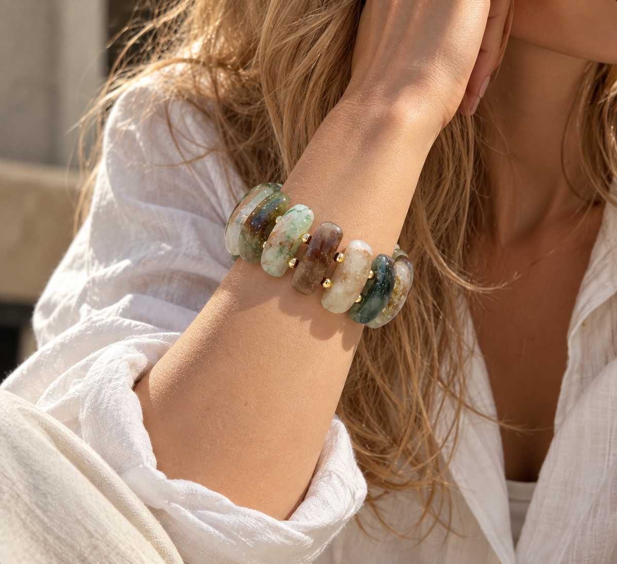 Bold Color Beaded Stretch Bracelet-1