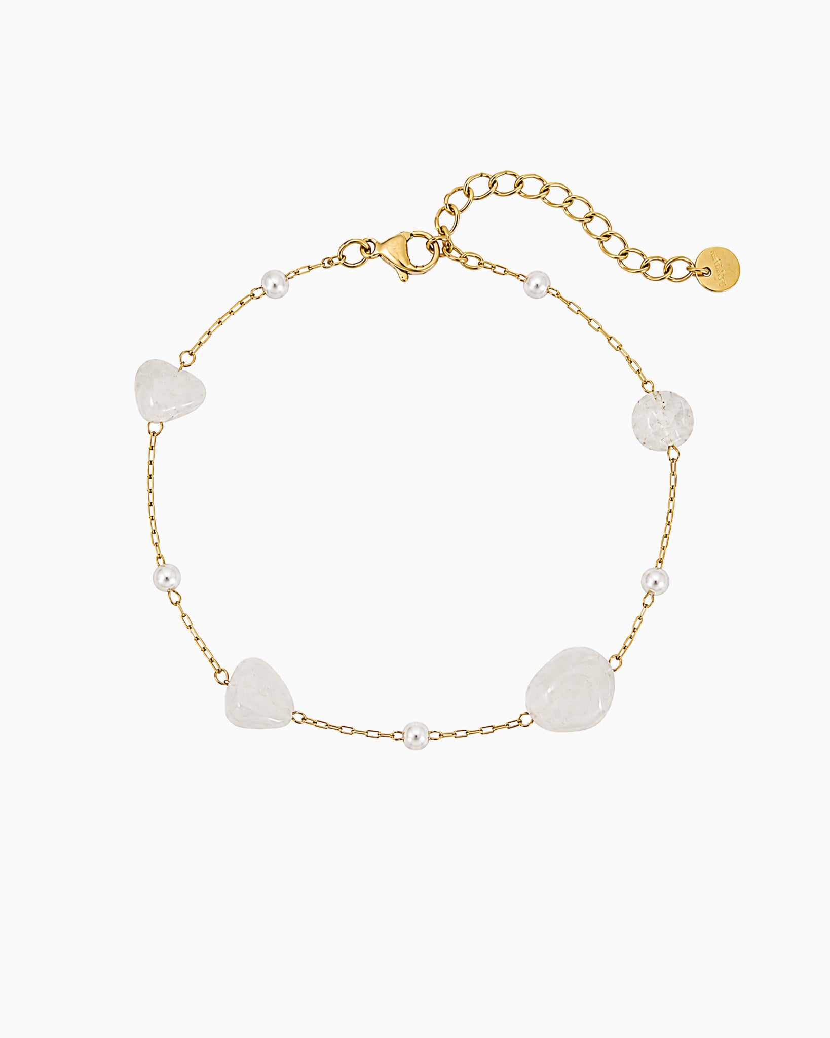 Stainless Steel Gemstone Pearl Station Bracelet-2