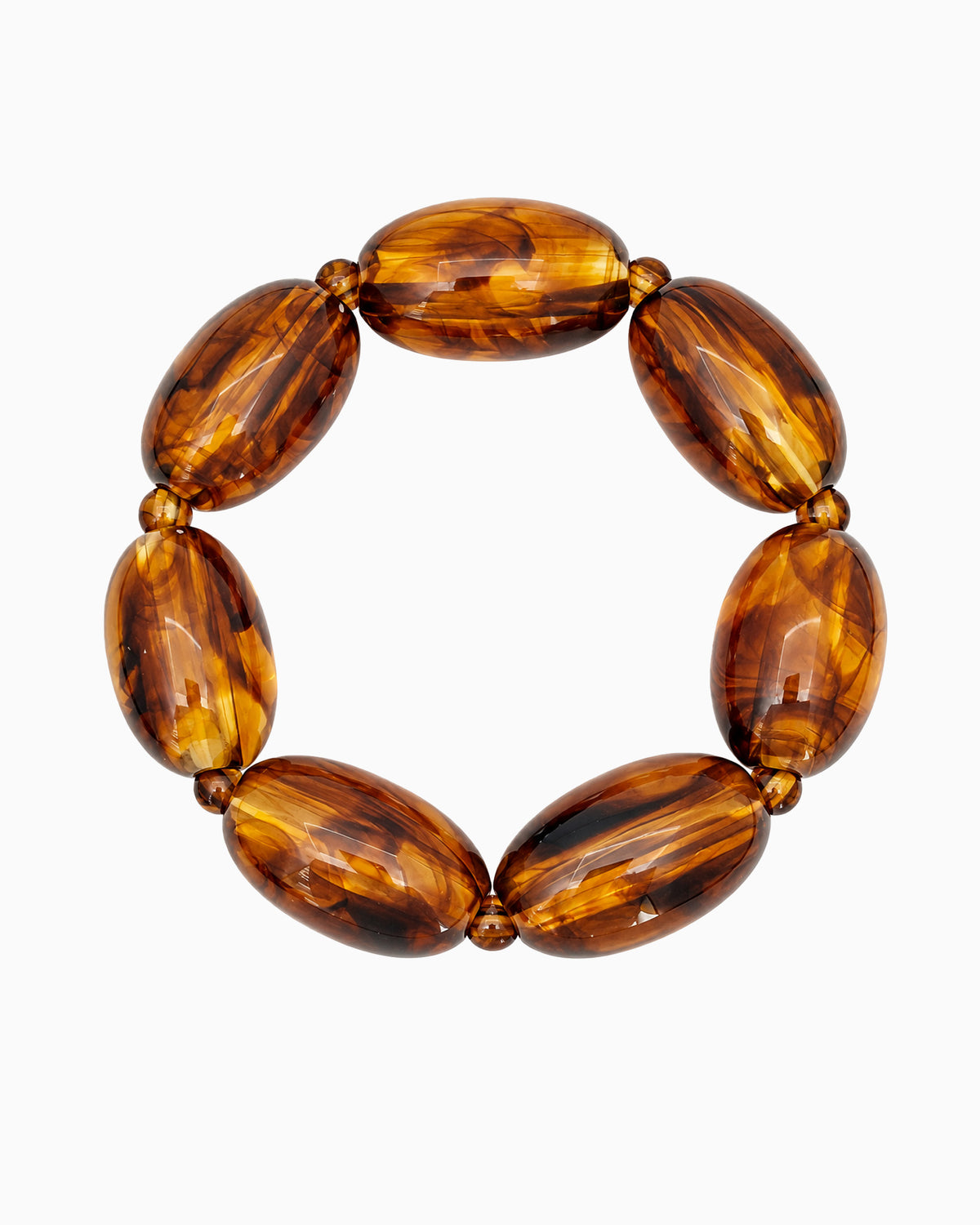 Oval Marbled Bead Stretch Bracelet-1
