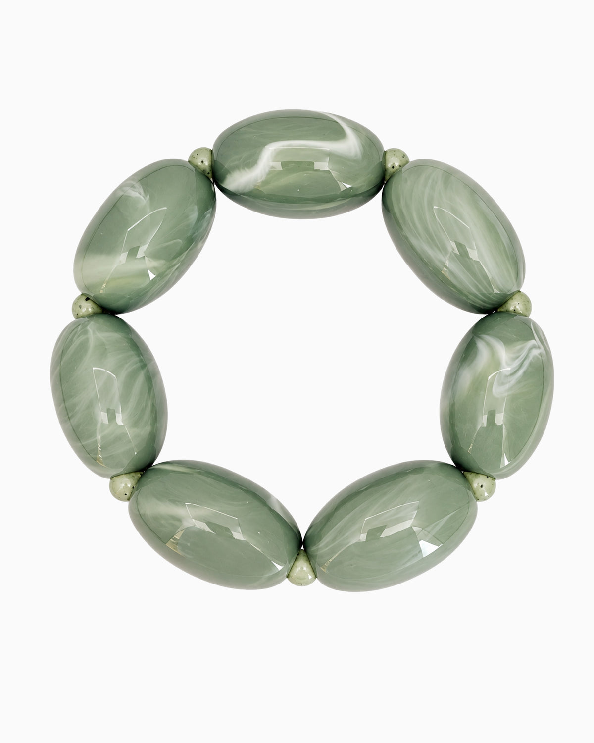 Oval Marbled Bead Stretch Bracelet-3