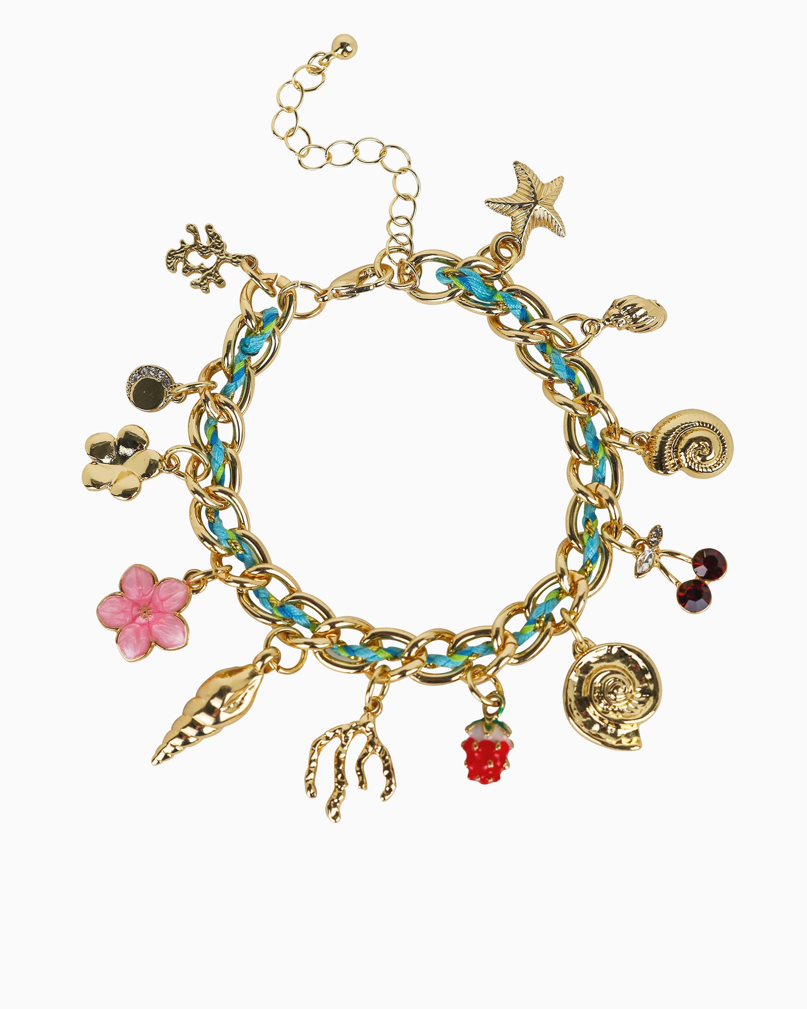 Summer Breeze Gold Charm With Shells Fruits Bracelet