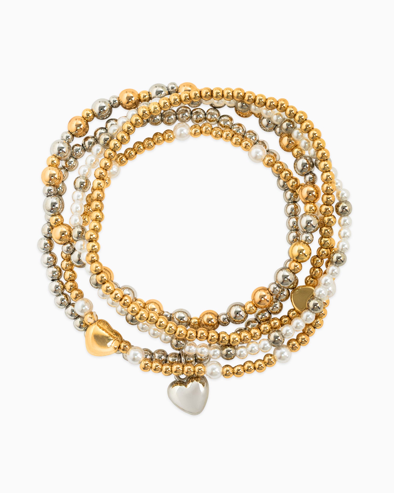 Heart Mixed Bead Bracelets Set