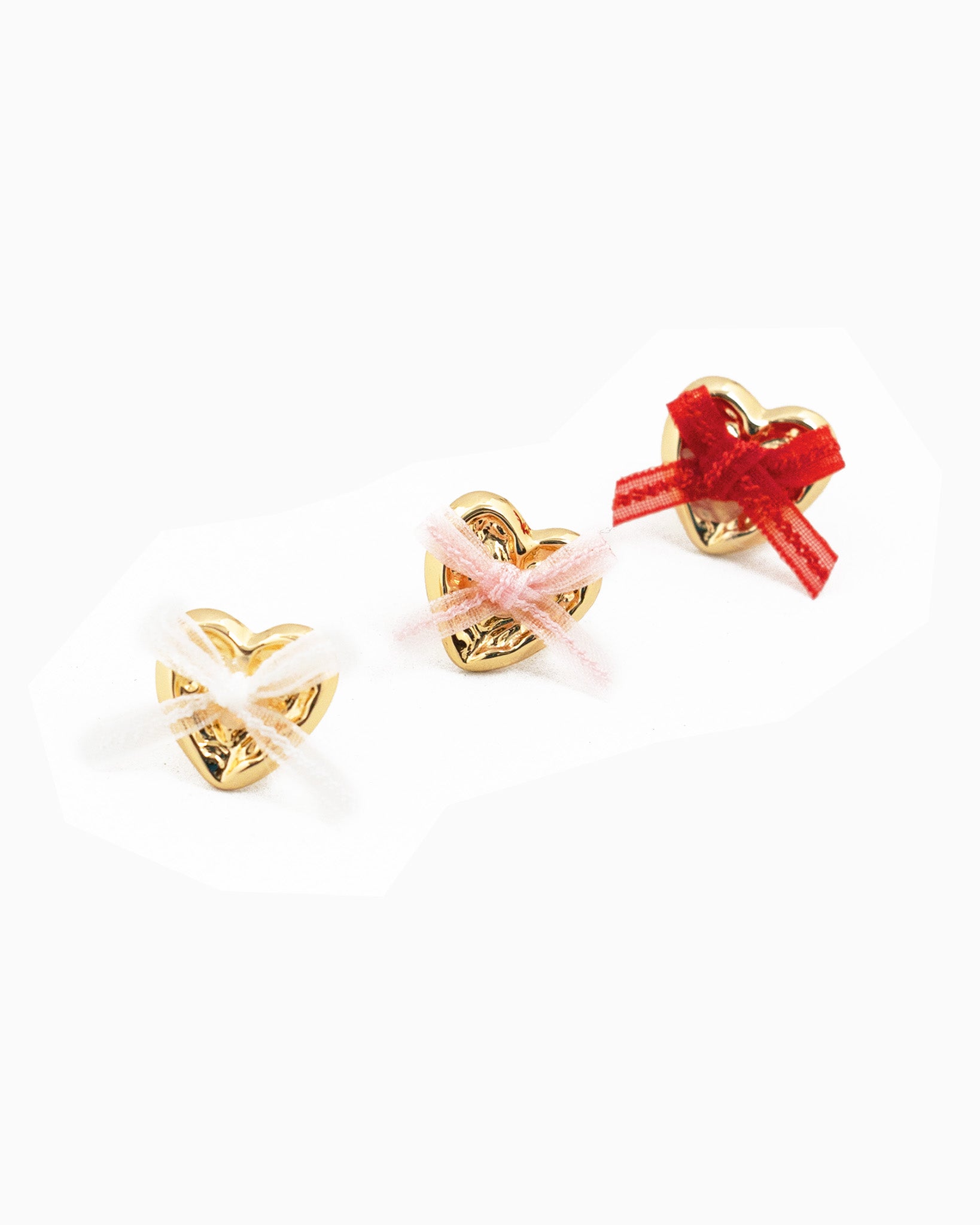 Gold Heart Lace Bow Valentine Earrings