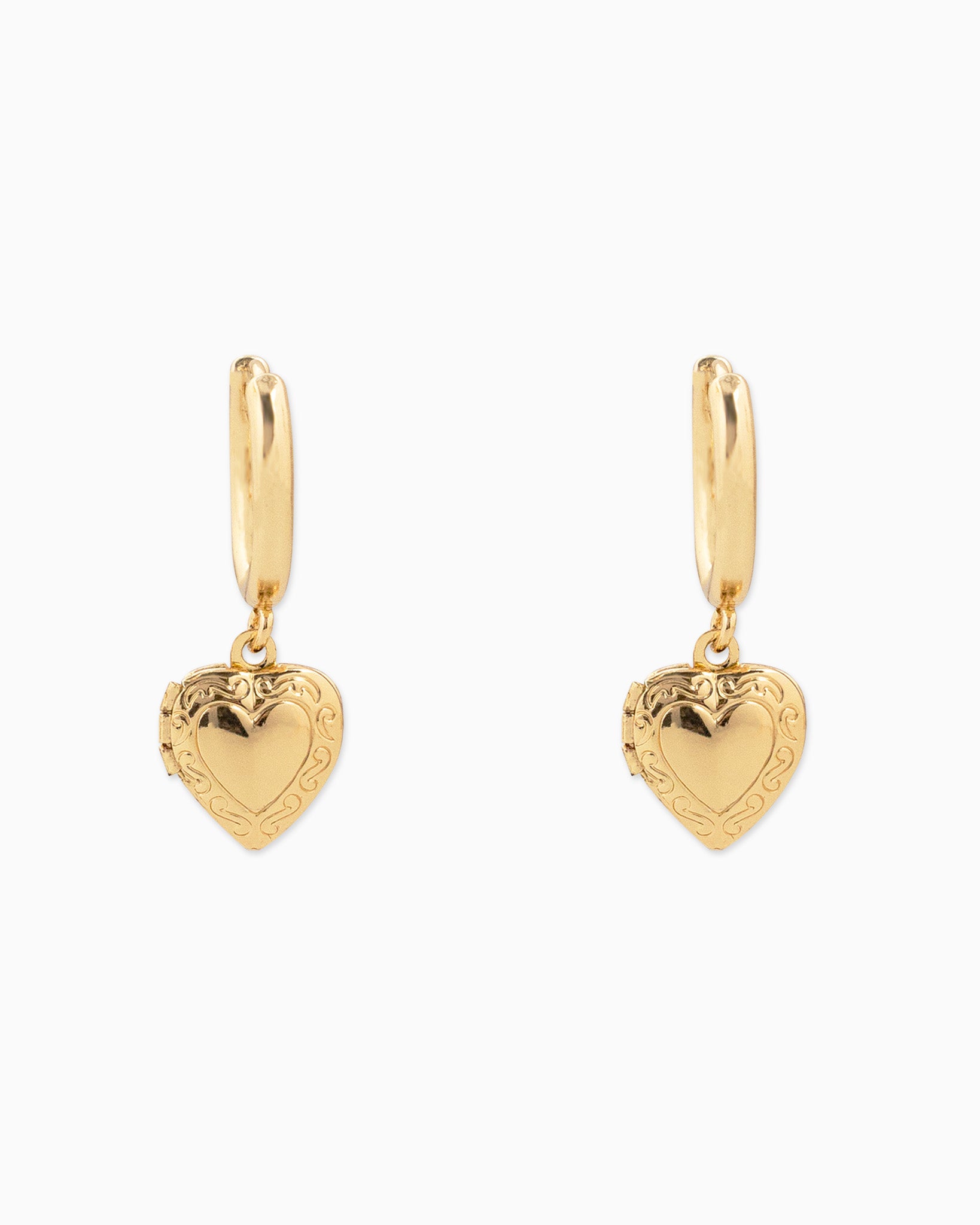 Western Detail Heart Locket Drop Earrings