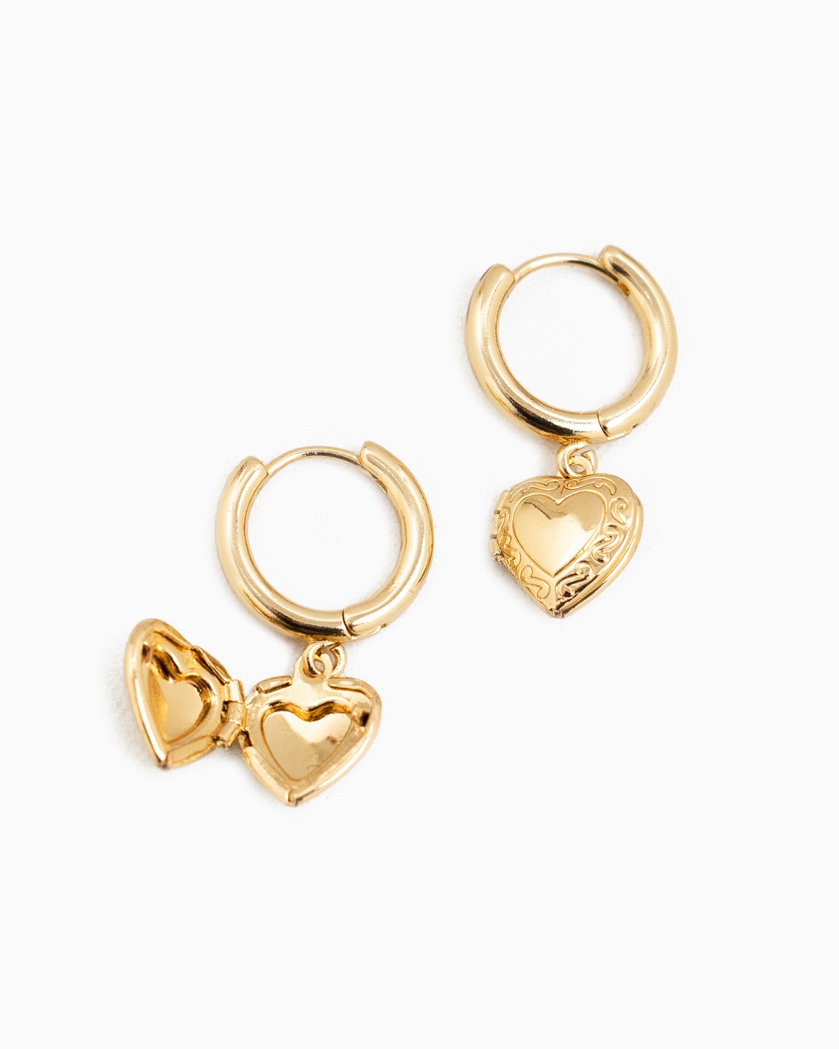 Western Detail Heart Locket Drop Earrings