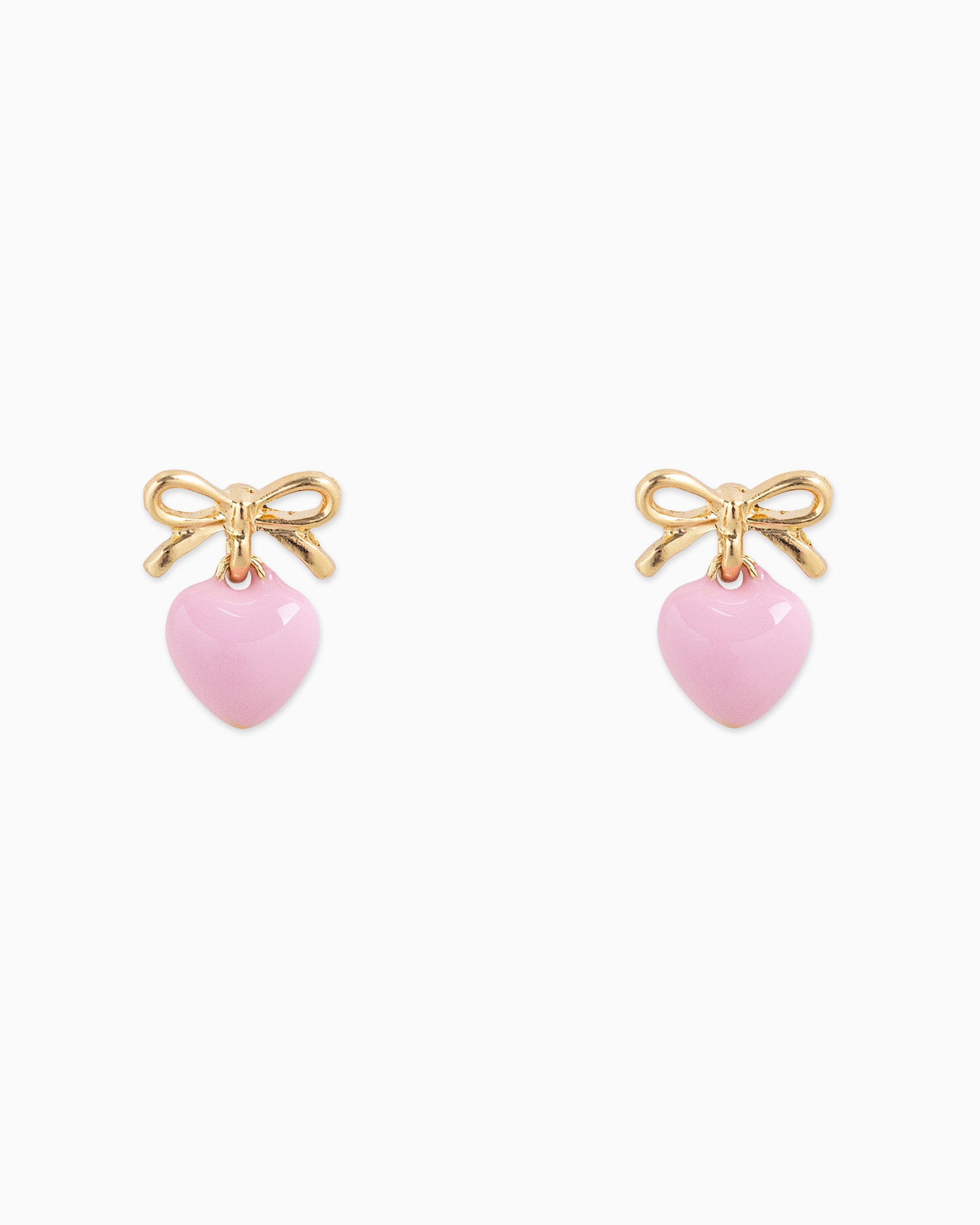 Tiny Bow and Puff Heart Epoxy Drop Earrings