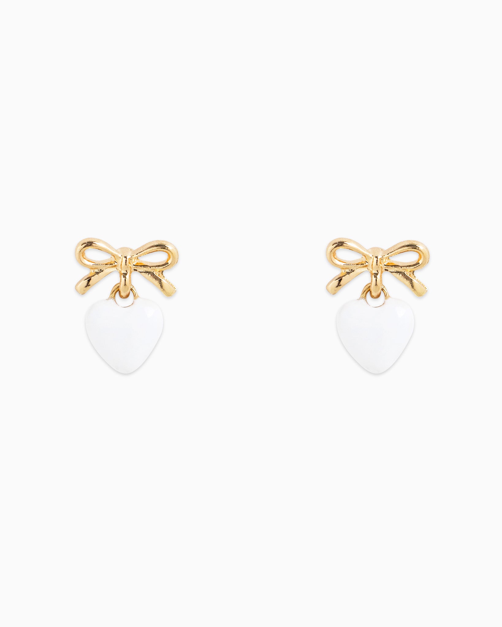 Tiny Bow and Puff Heart Epoxy Drop Earrings