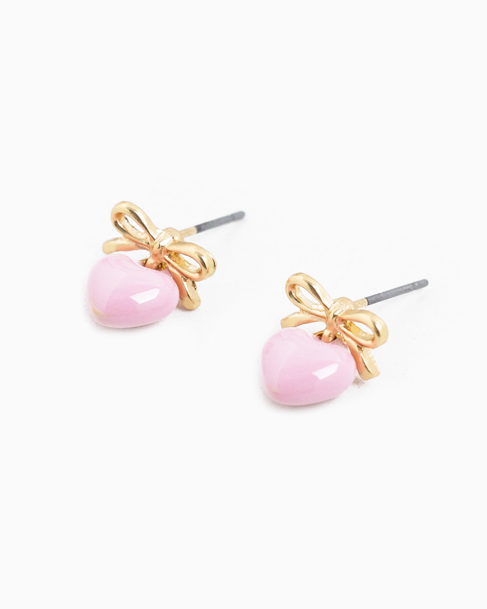 Tiny Bow and Puff Heart Epoxy Drop Earrings