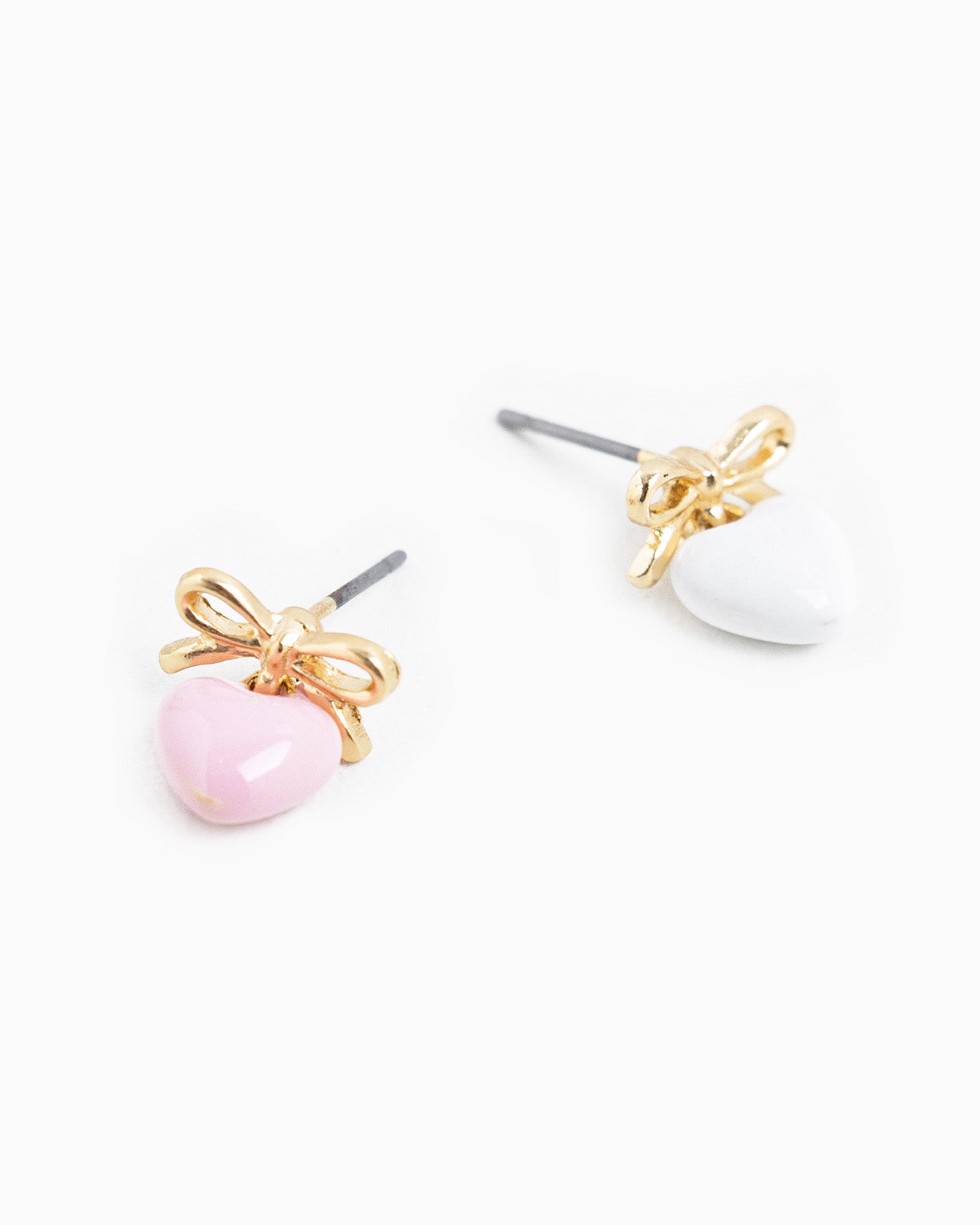 Tiny Bow and Puff Heart Epoxy Drop Earrings
