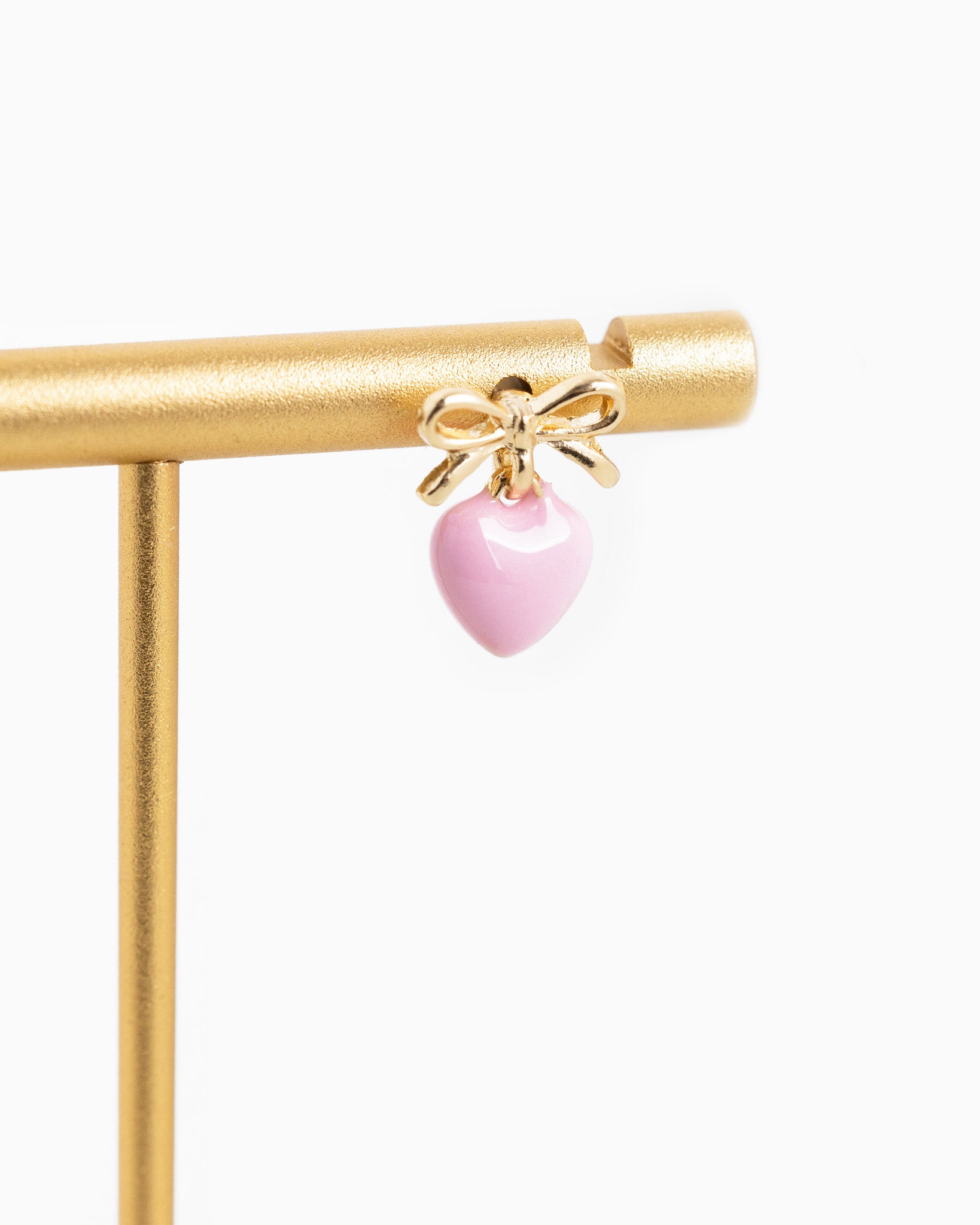 Tiny Bow and Puff Heart Epoxy Drop Earrings