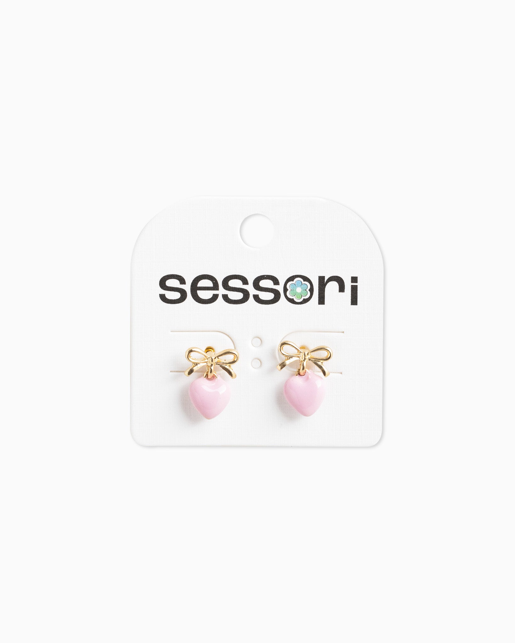 Tiny Bow and Puff Heart Epoxy Drop Earrings