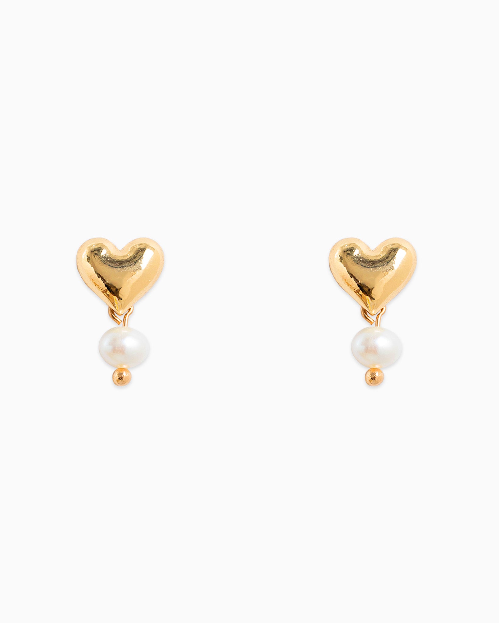 Tiny Puffy Heart Freshwater Pearl Drop Earrings