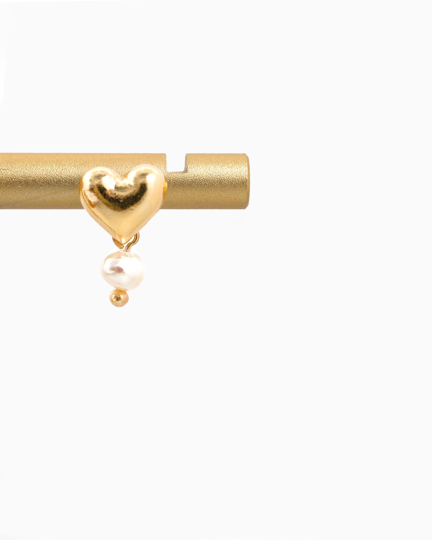 Tiny Puffy Heart Freshwater Pearl Drop Earrings