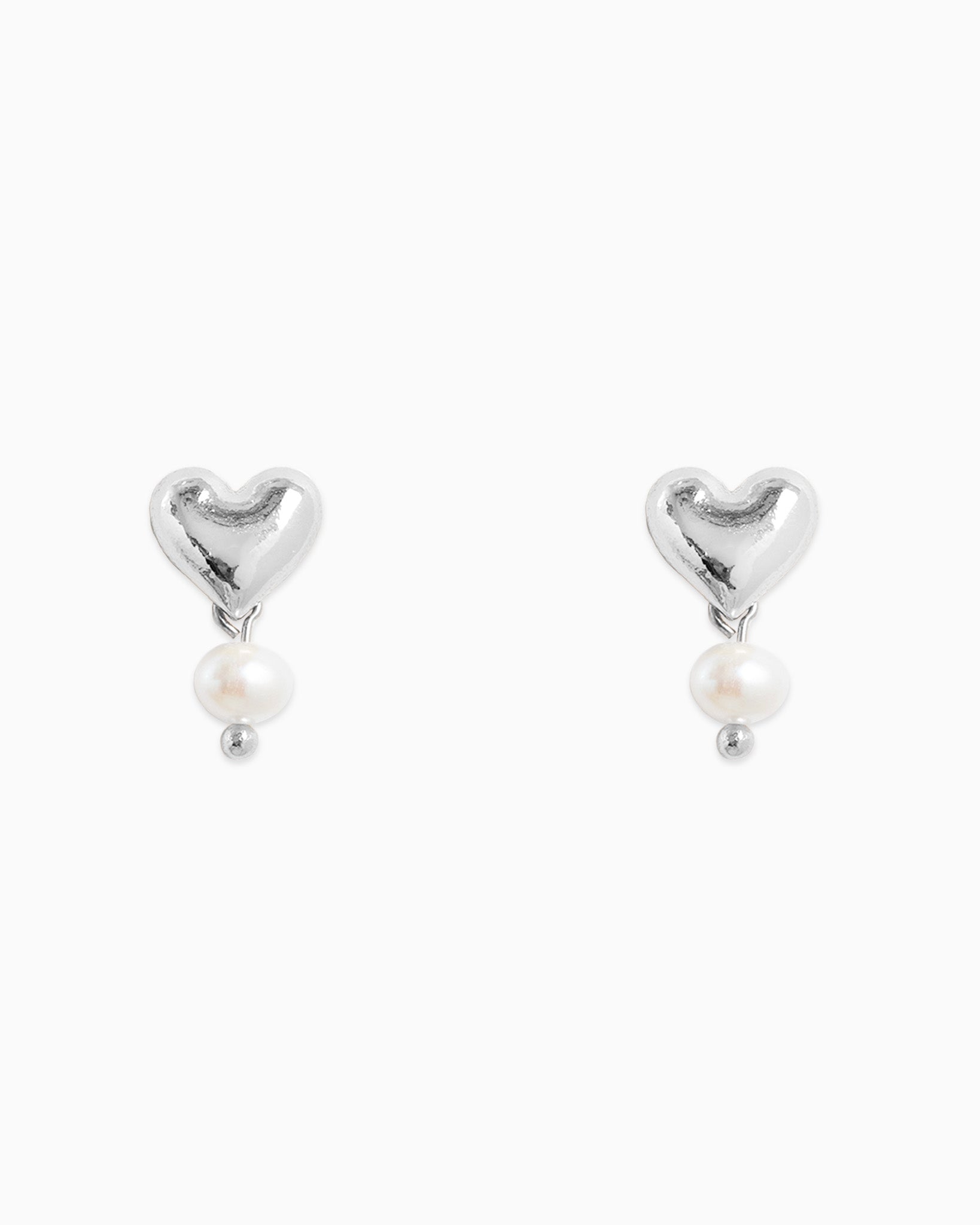Tiny Puffy Heart Freshwater Pearl Drop Earrings