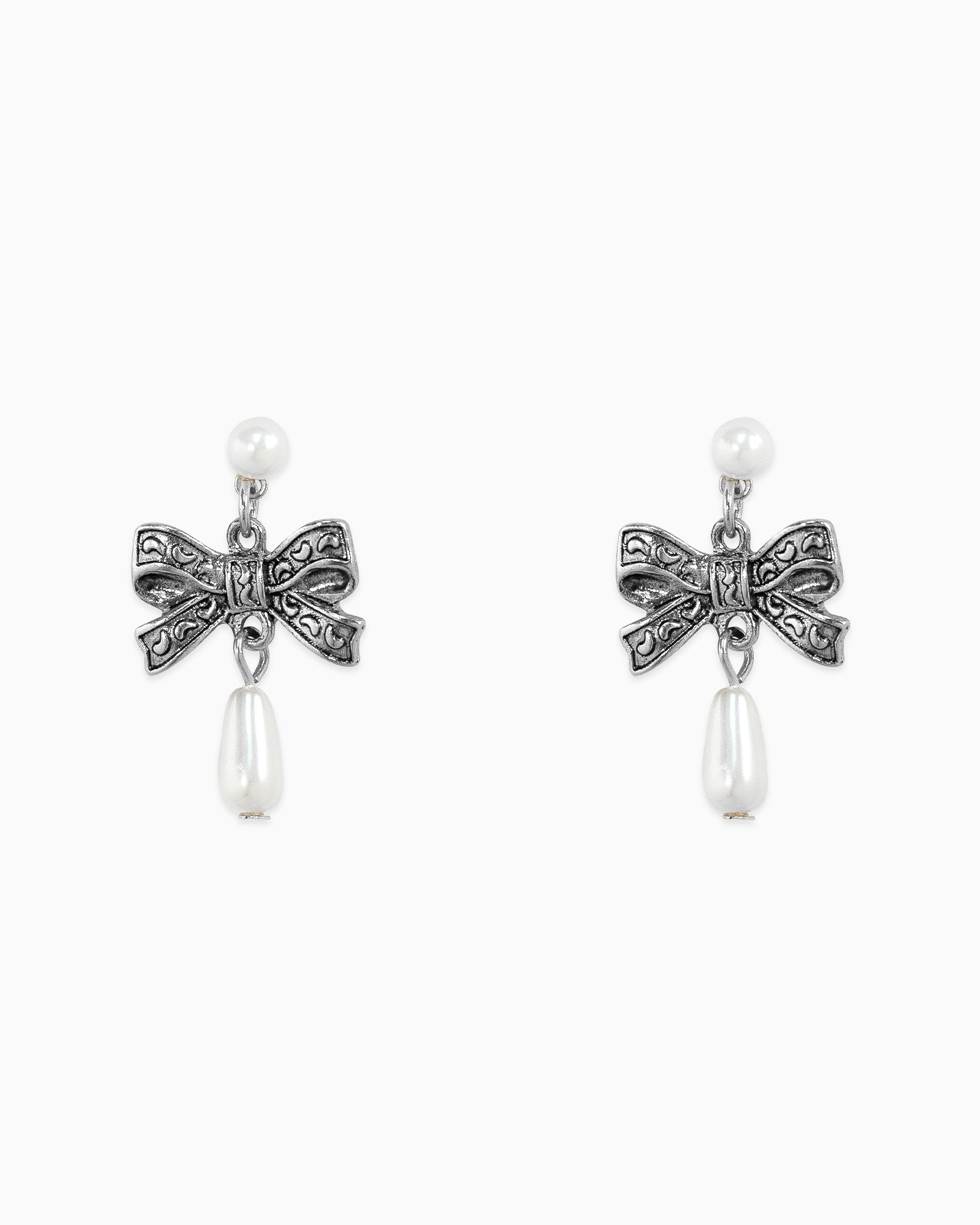 Antique Western Bow Pearl Drop Earrings