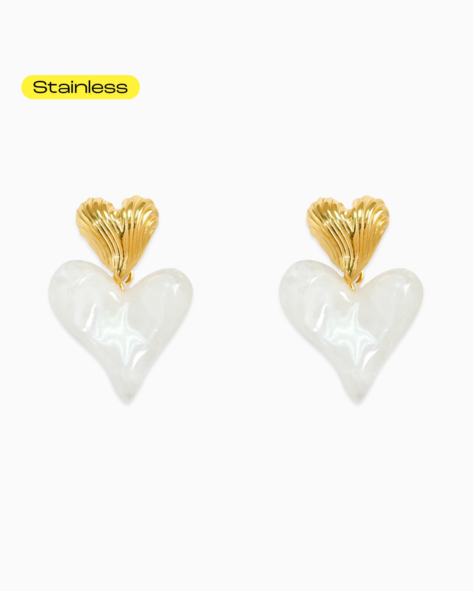 Stainless Shrimpe Heart Drop Earrings