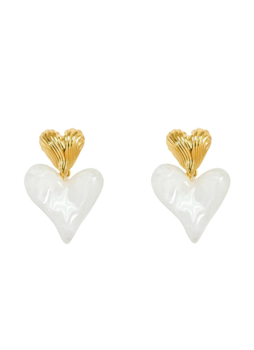 Stainless Shrimpe Heart Drop Earrings