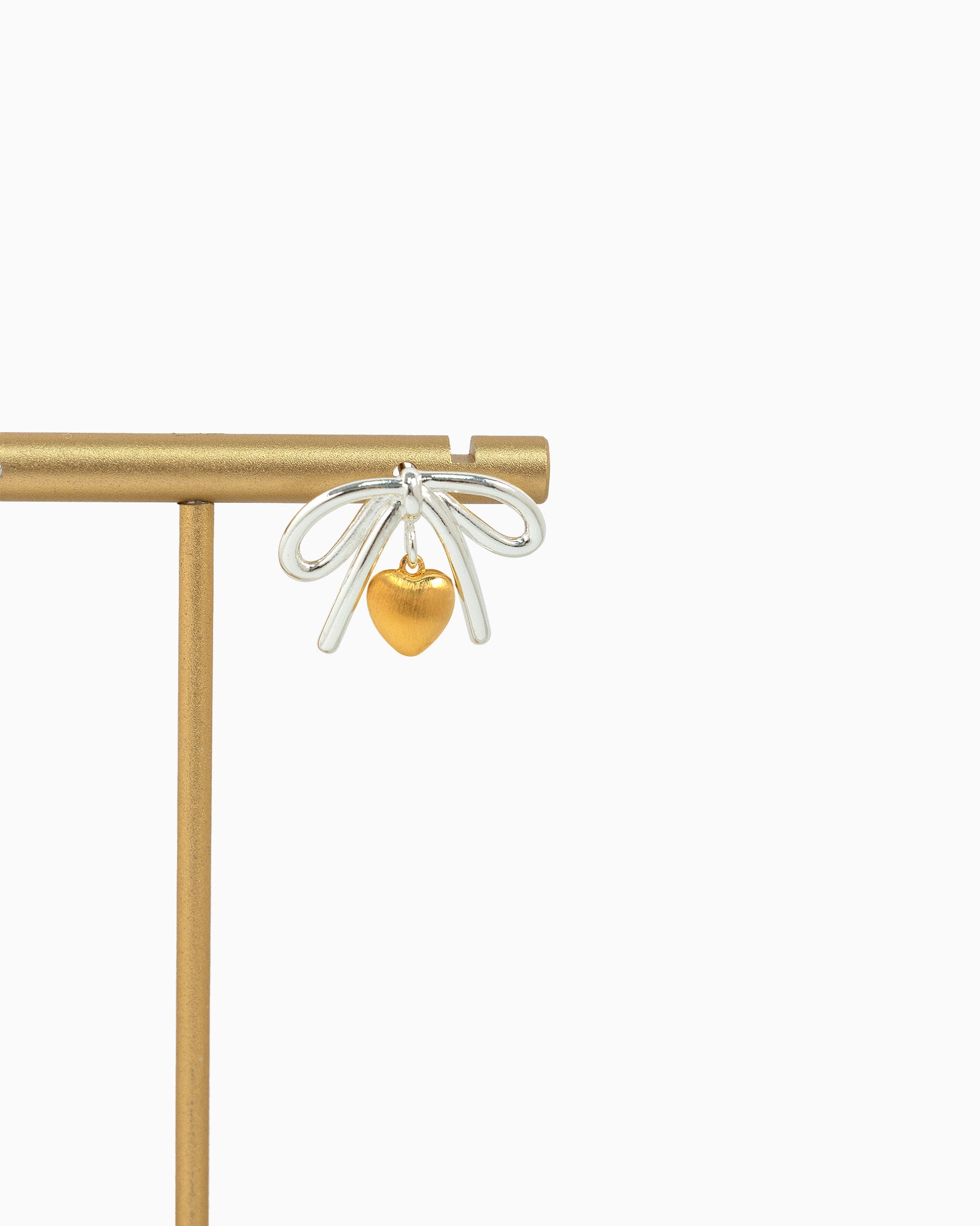 Two-Tone Mini Heart Bow Earrings