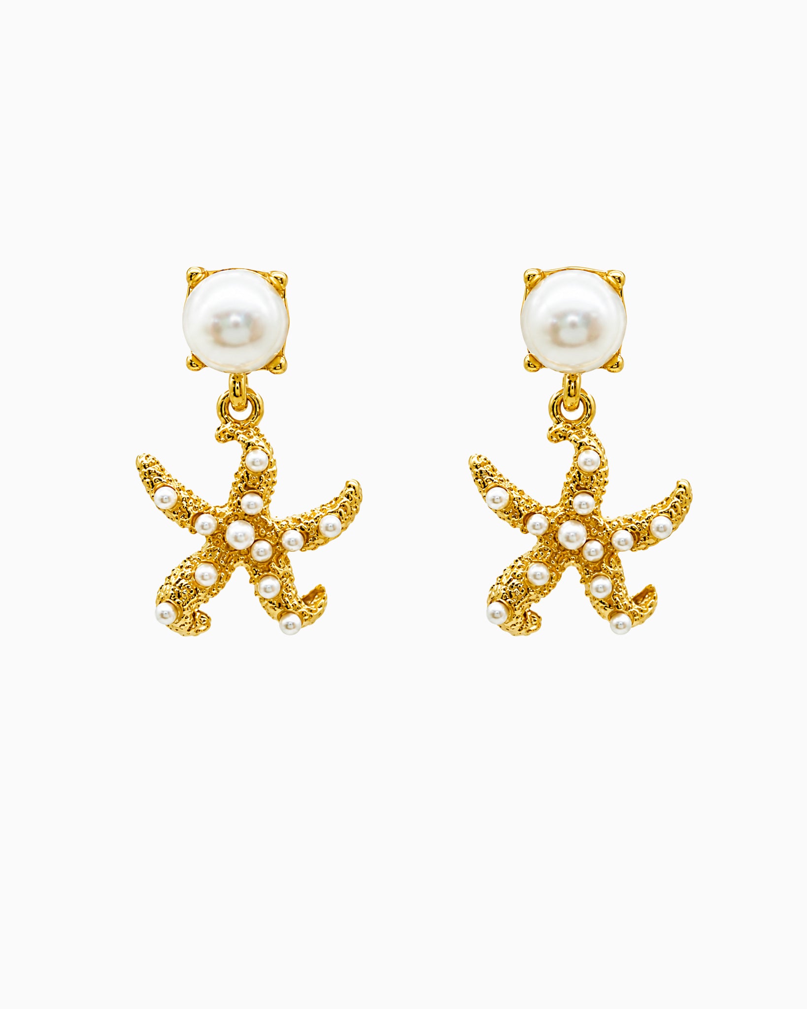 Coastal Pearl Starfish Drop Earrings