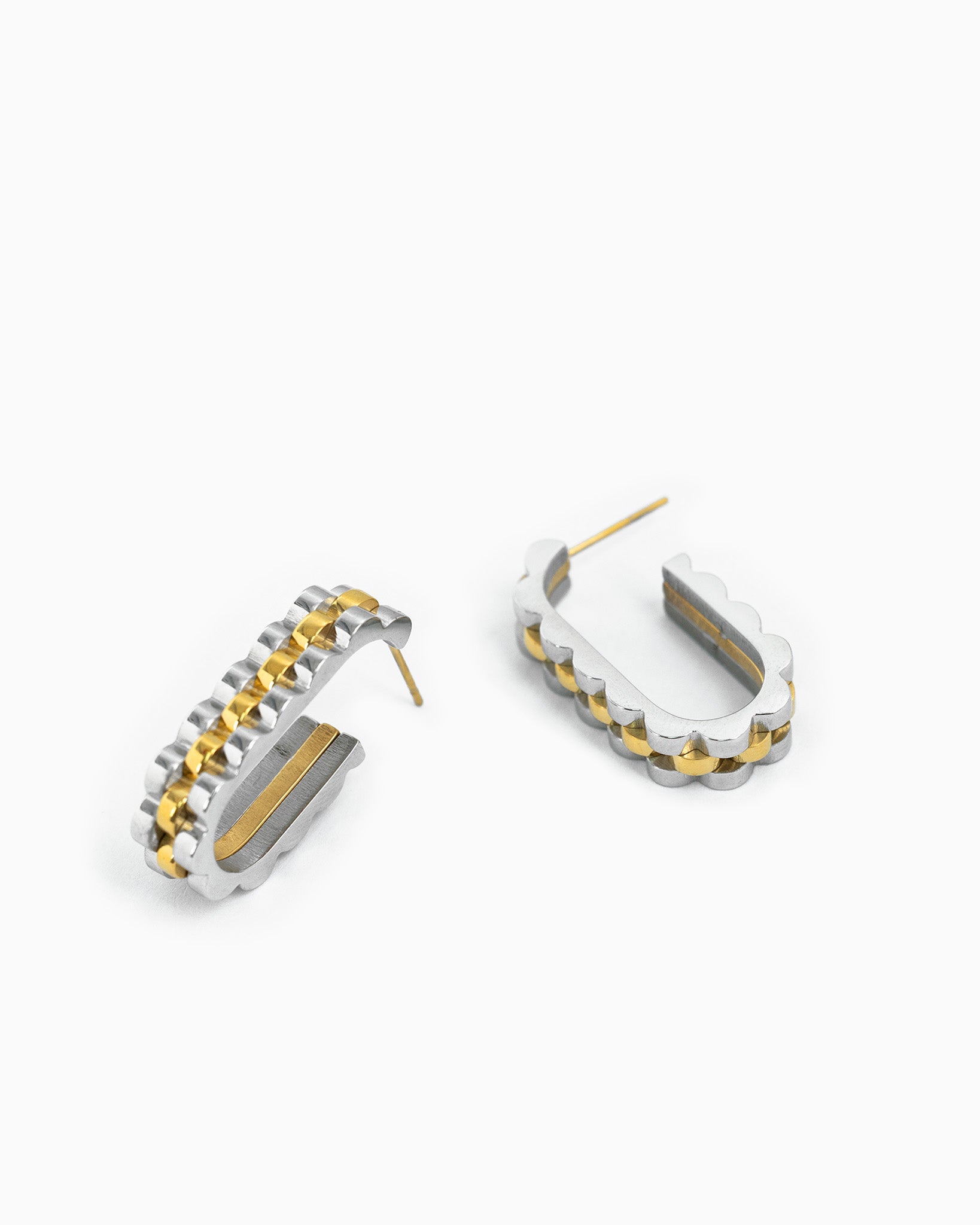 Stainless Watch Band Oval Hoop Earrings