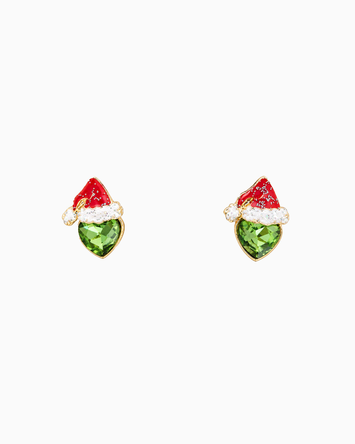 Christmas Grinch Santa Hat Heart Stud Earrings-1