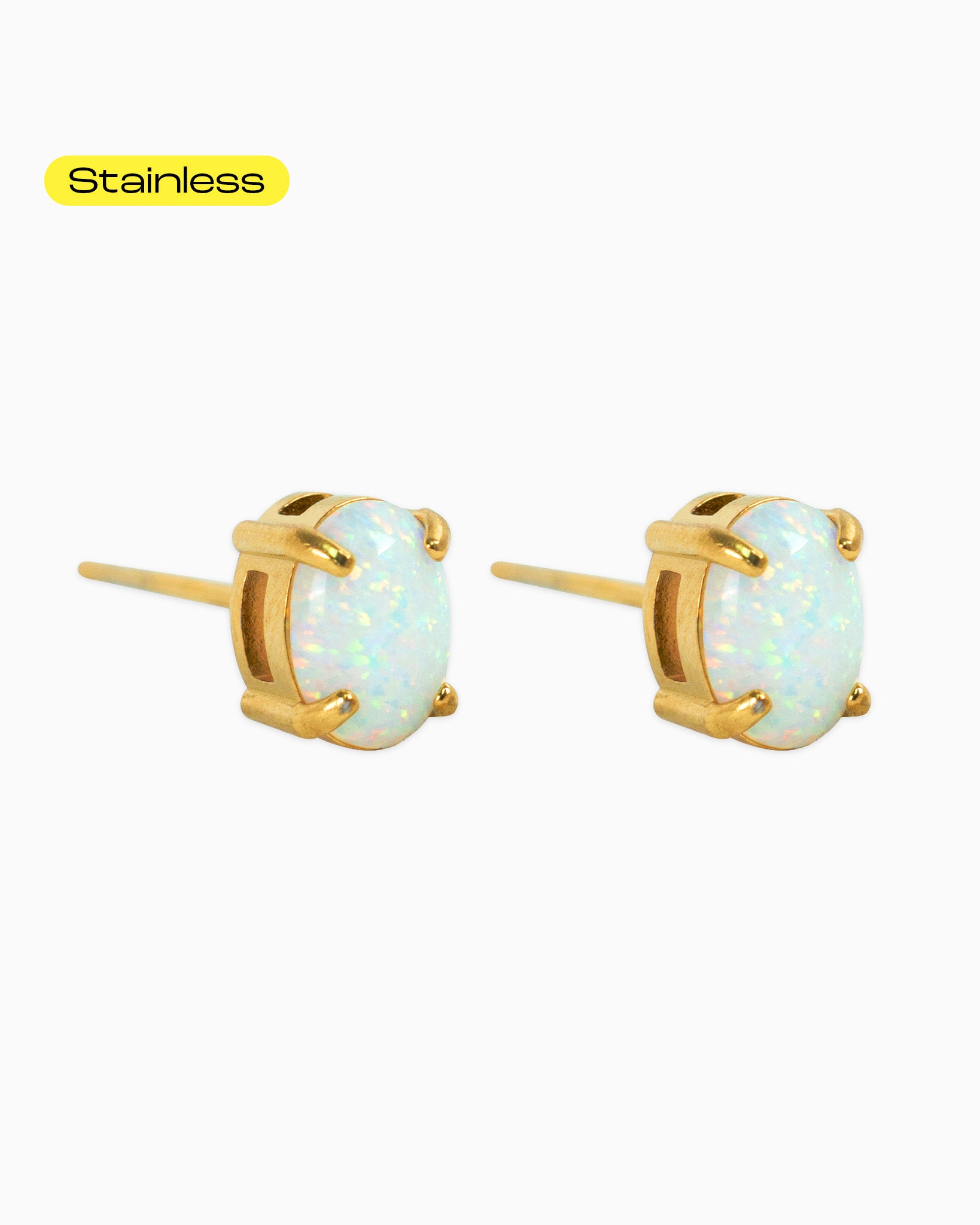 Stainless Mini Opal Stud Earrings