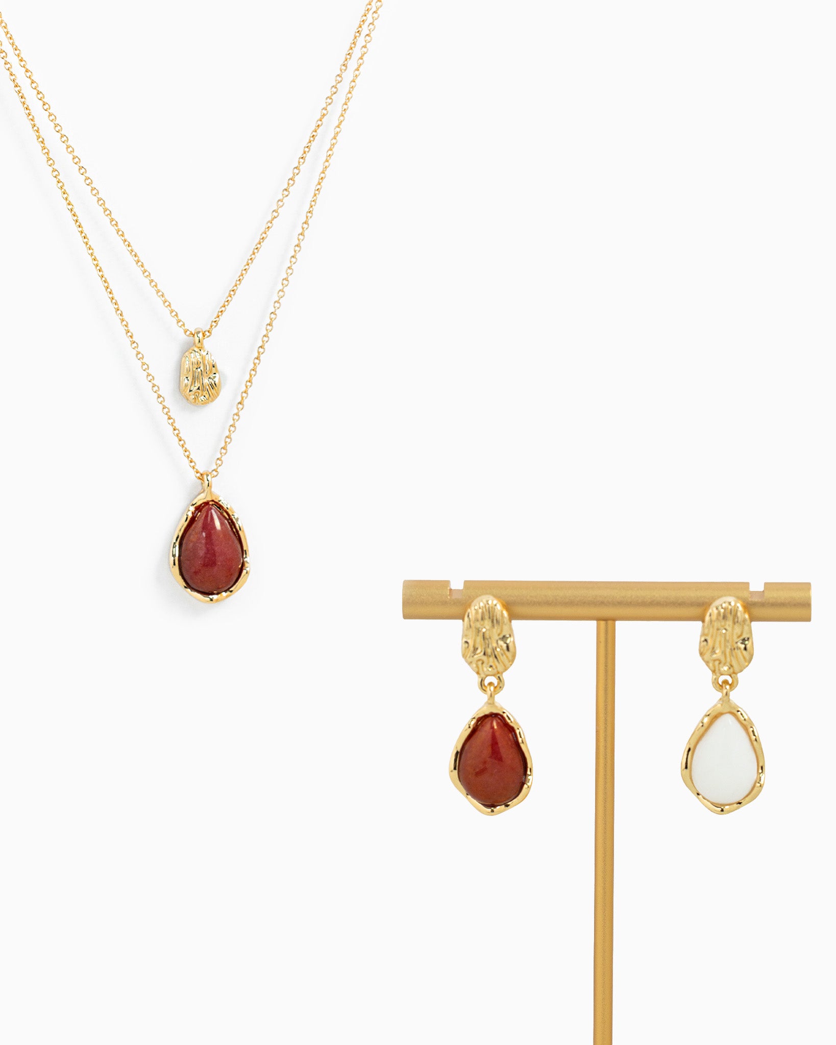 Holiday Teardrop Semi Precious Stone Earrings-3