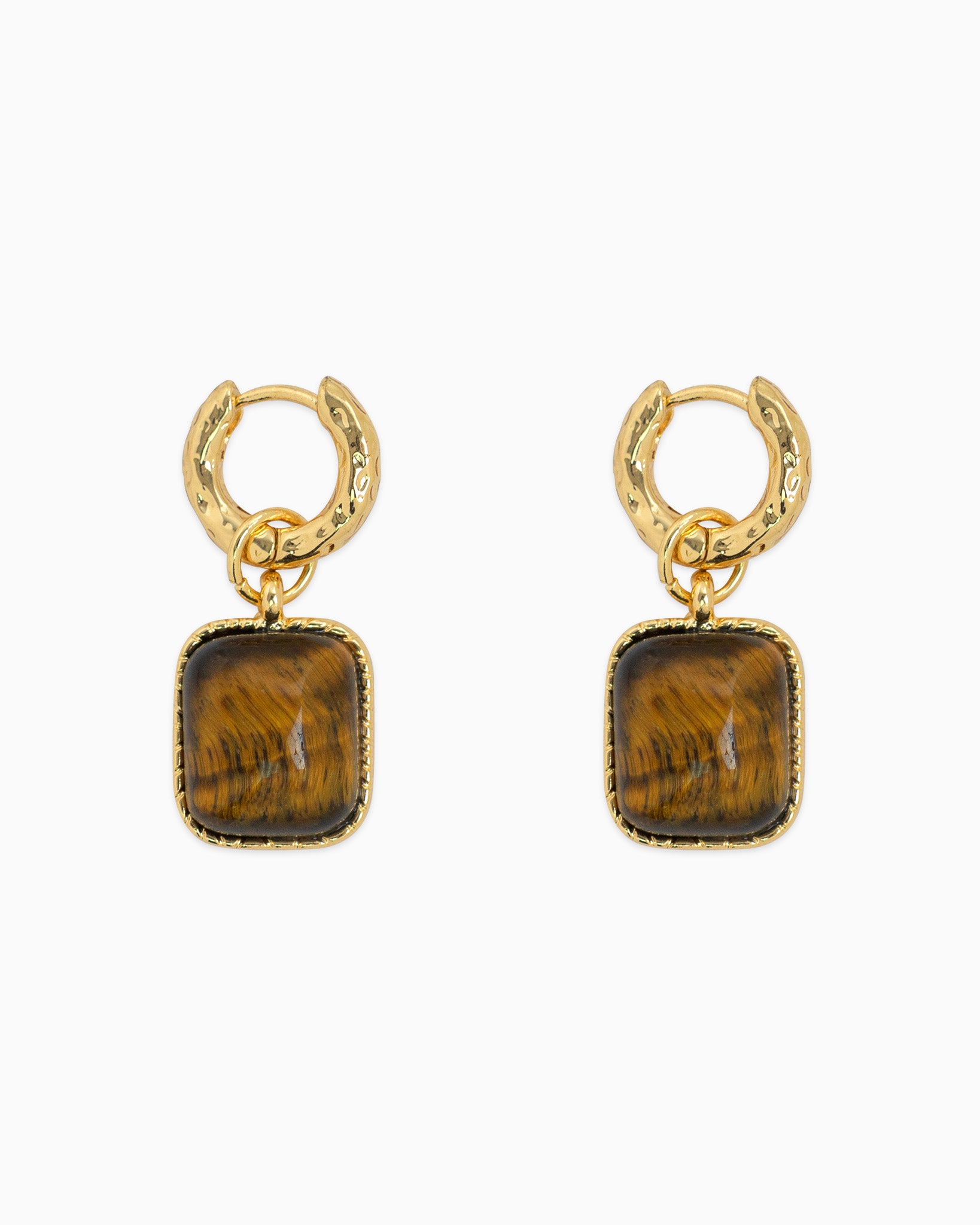 Square Semi Stone Drop Earrings