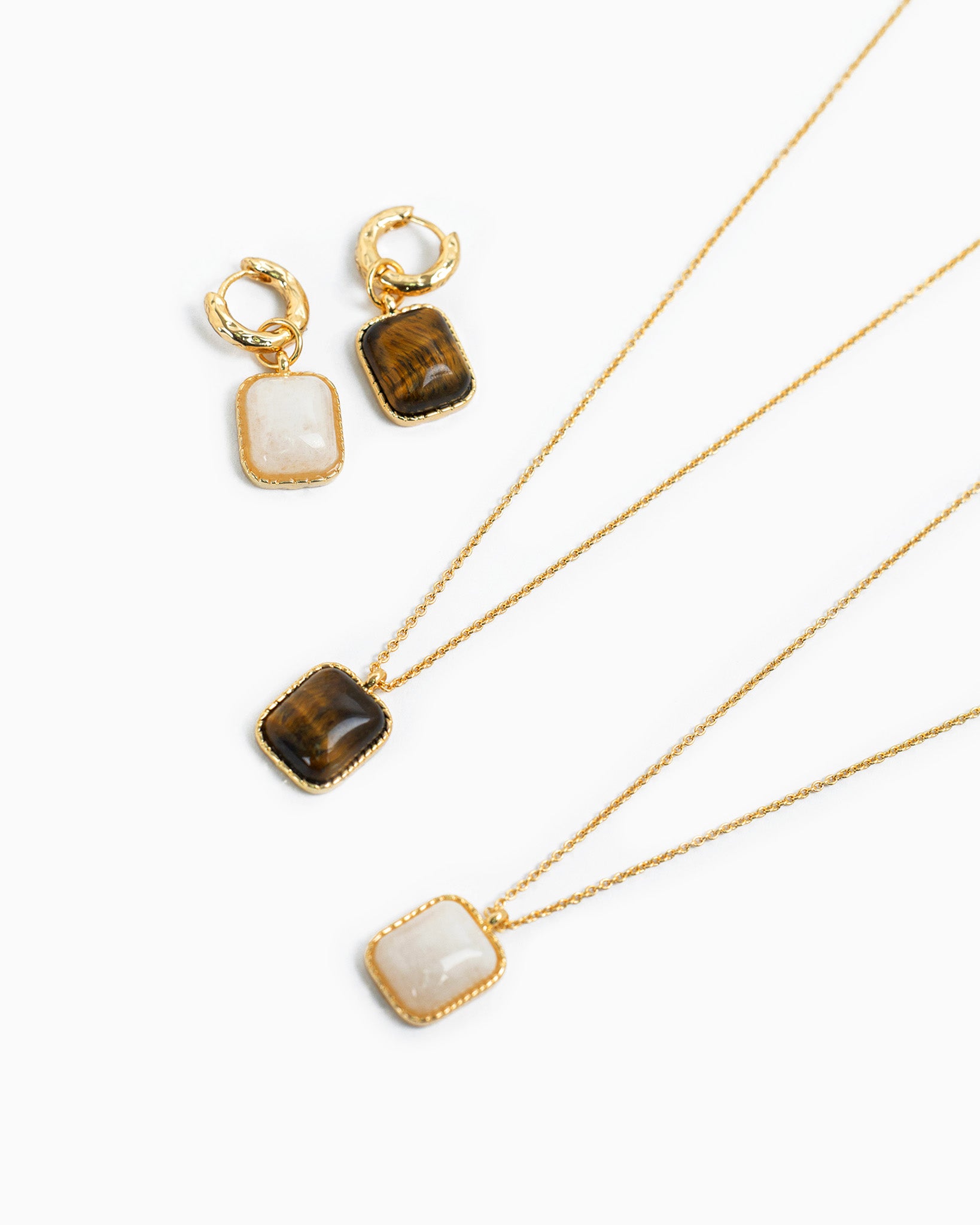 Square Semi Stone Drop Earrings-3