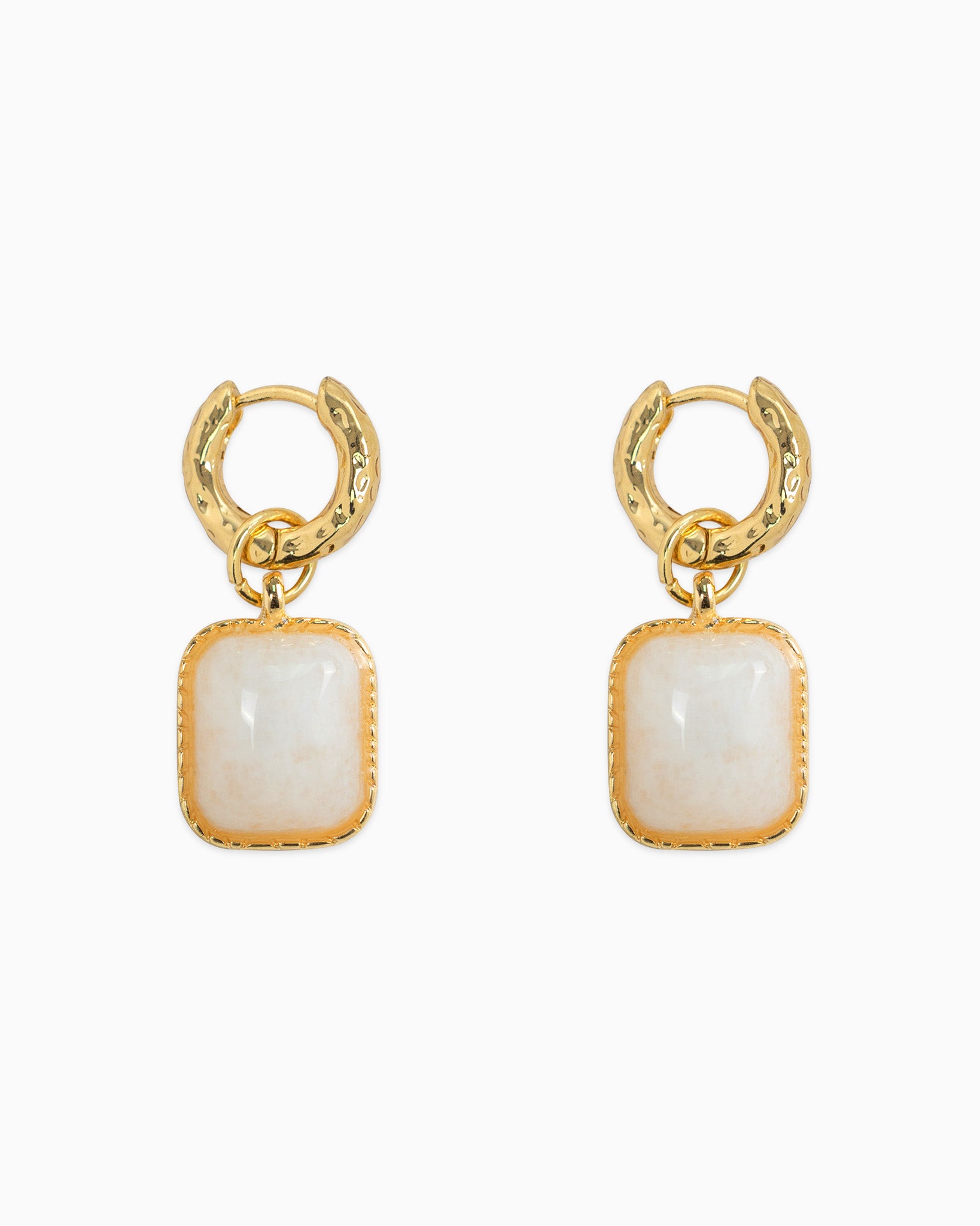 Square Semi Stone Drop Earrings