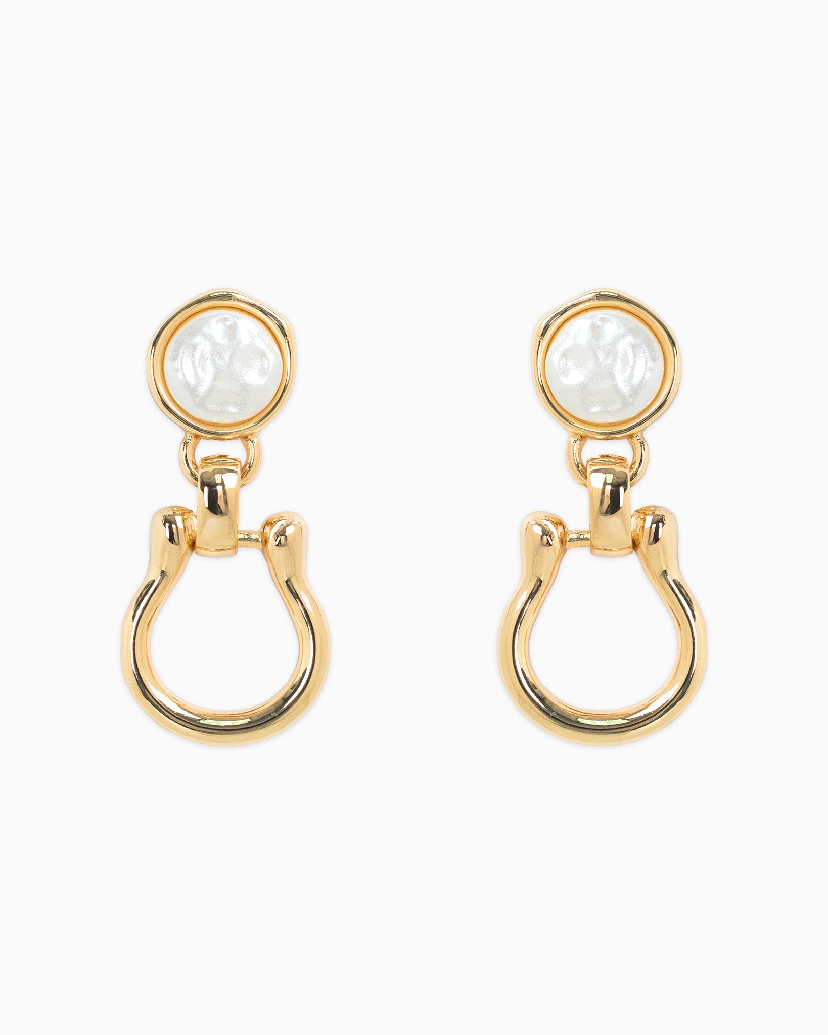 Pearl Top Horsebit Earrings