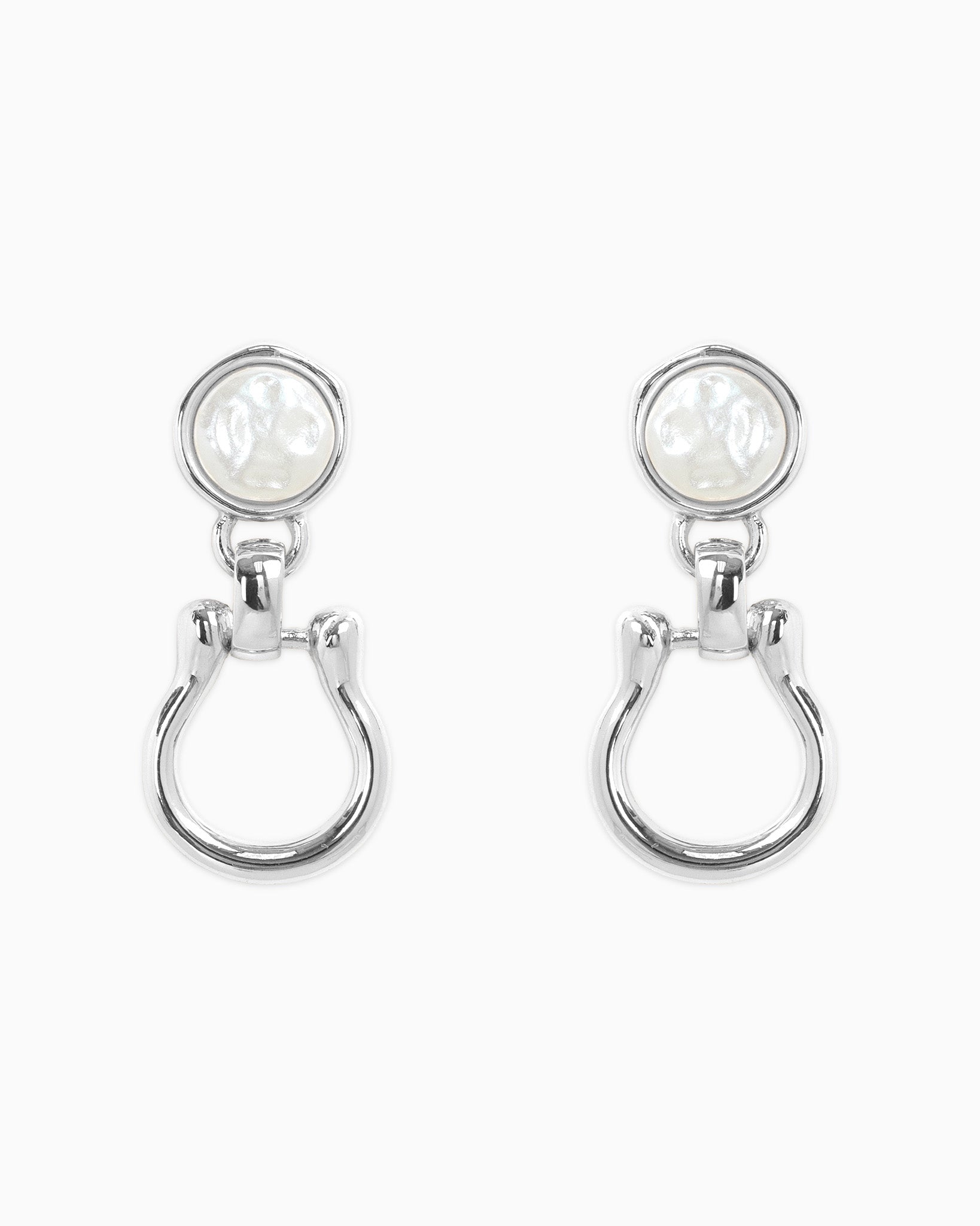 Pearl Top Horsebit Earrings