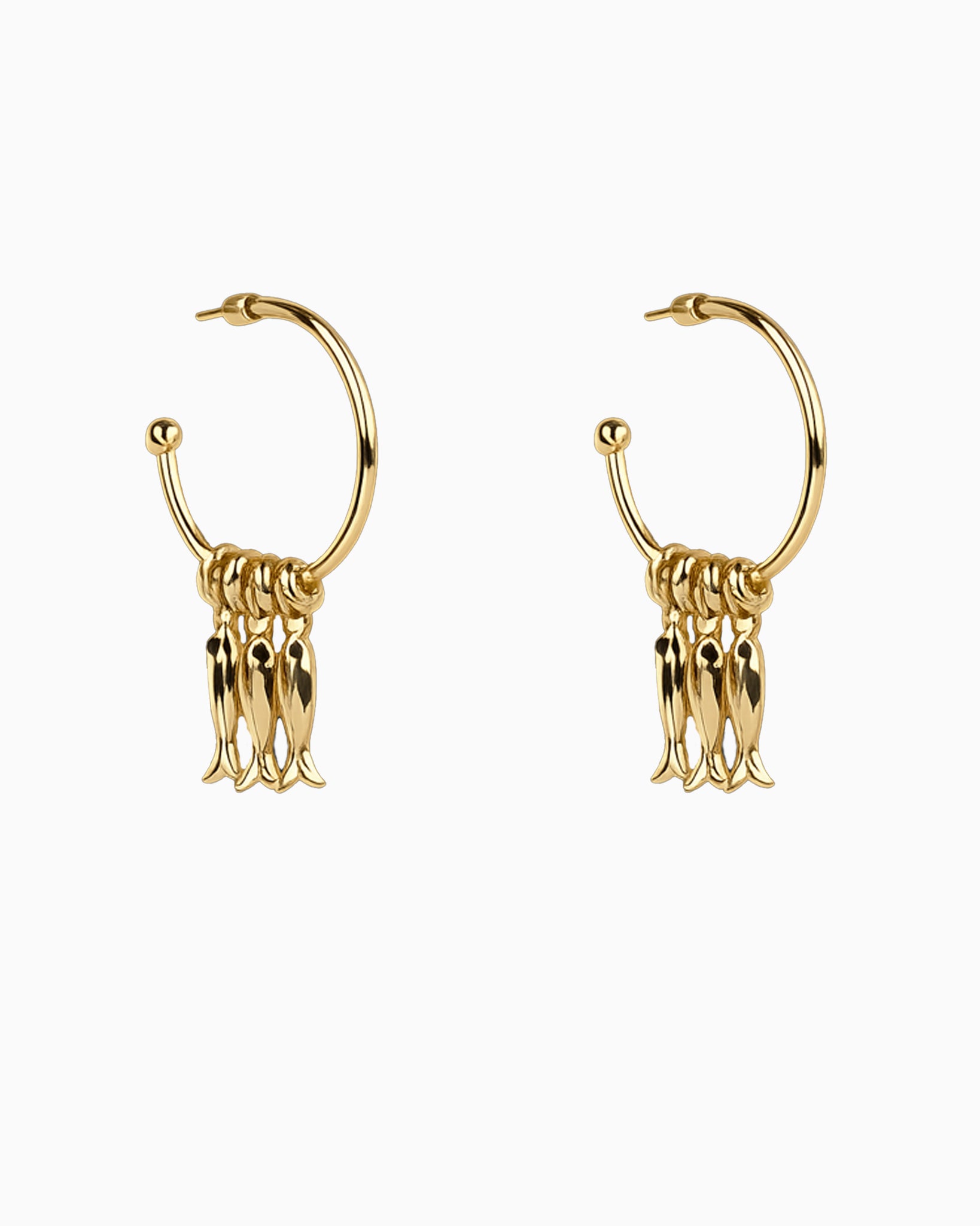 Fish Rondelle Beaded Hoop Earrings-1