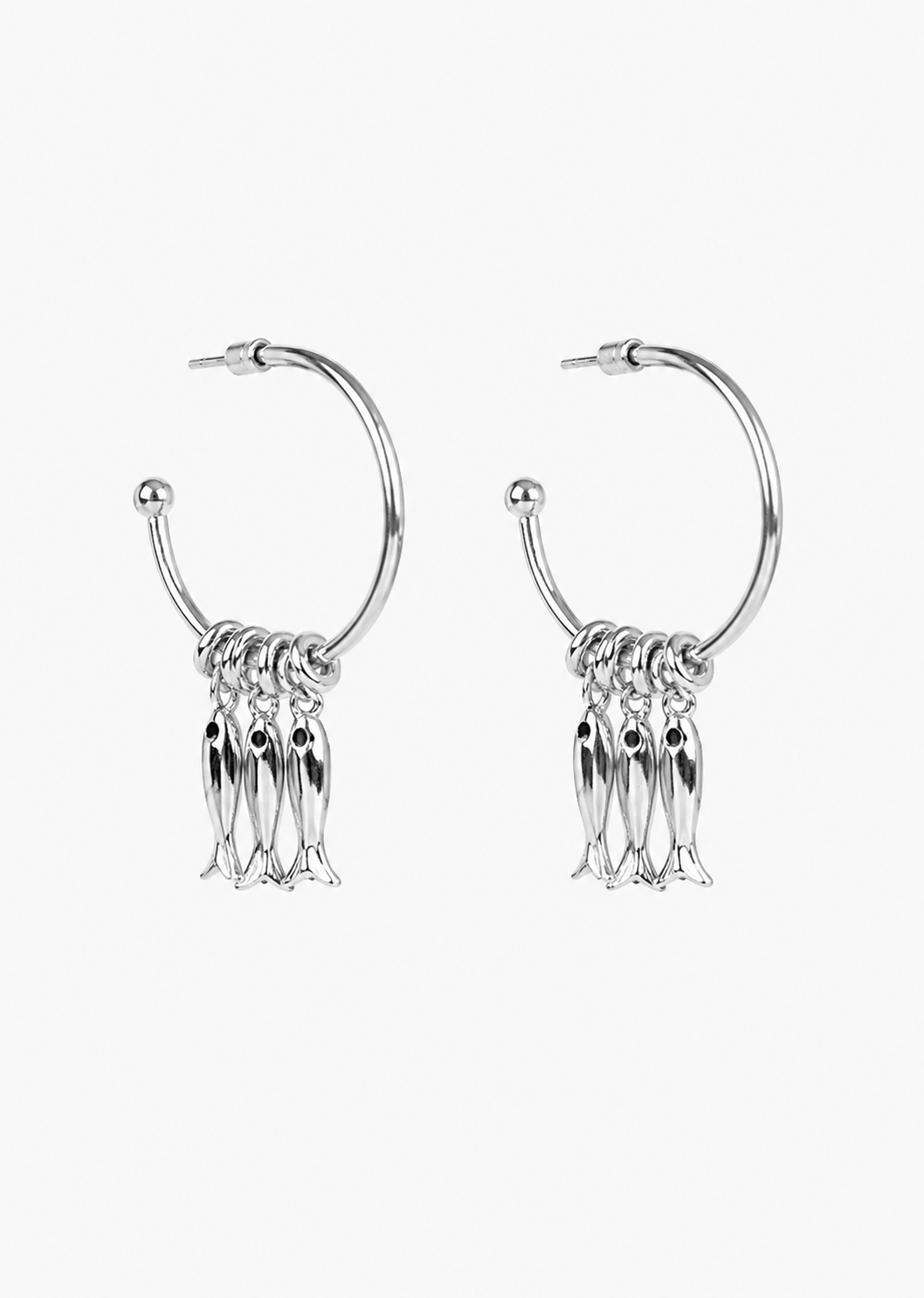 Fish Rondelle Beaded Hoop Earrings-2