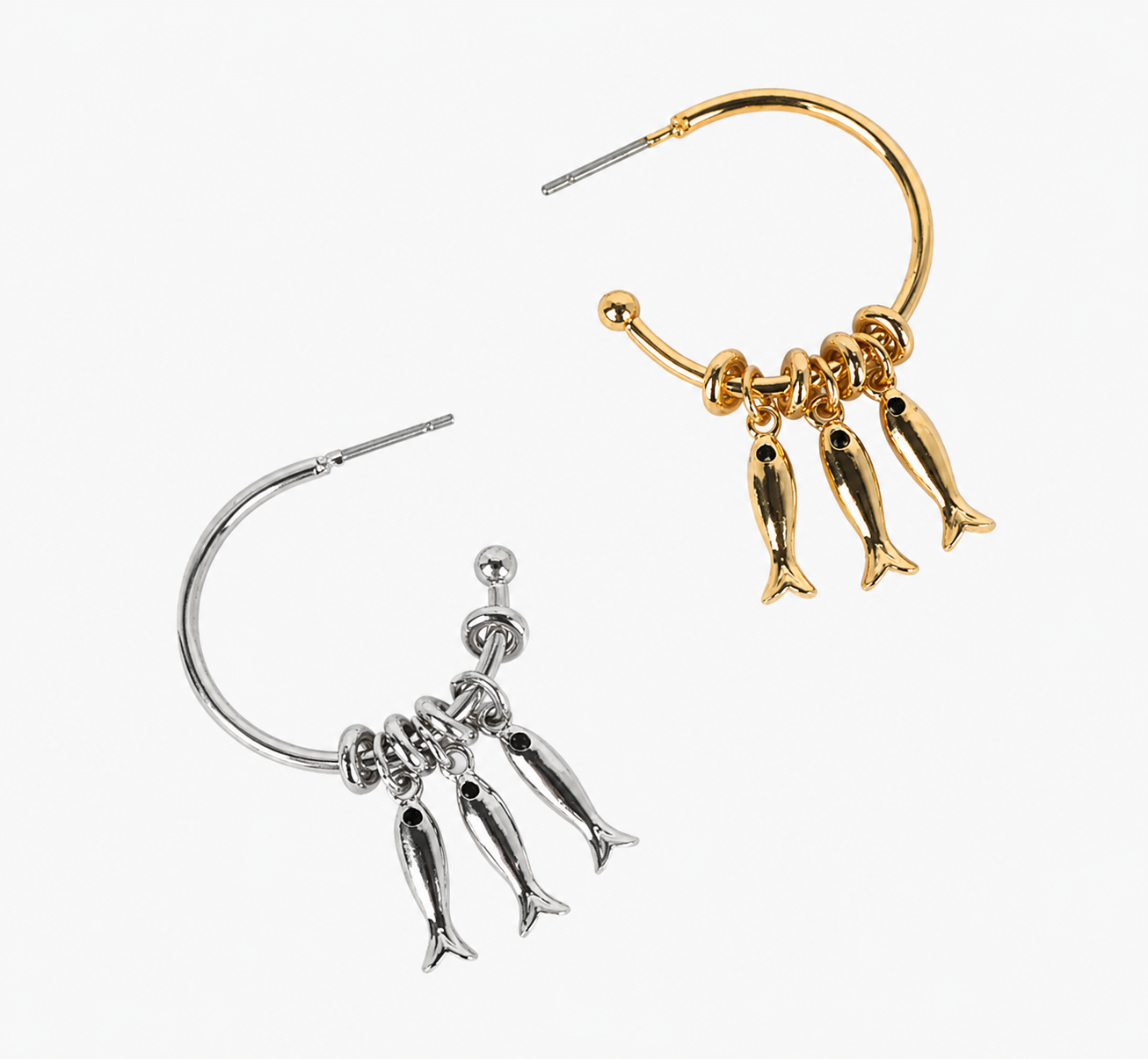 Fish Rondelle Beaded Hoop Earrings-3