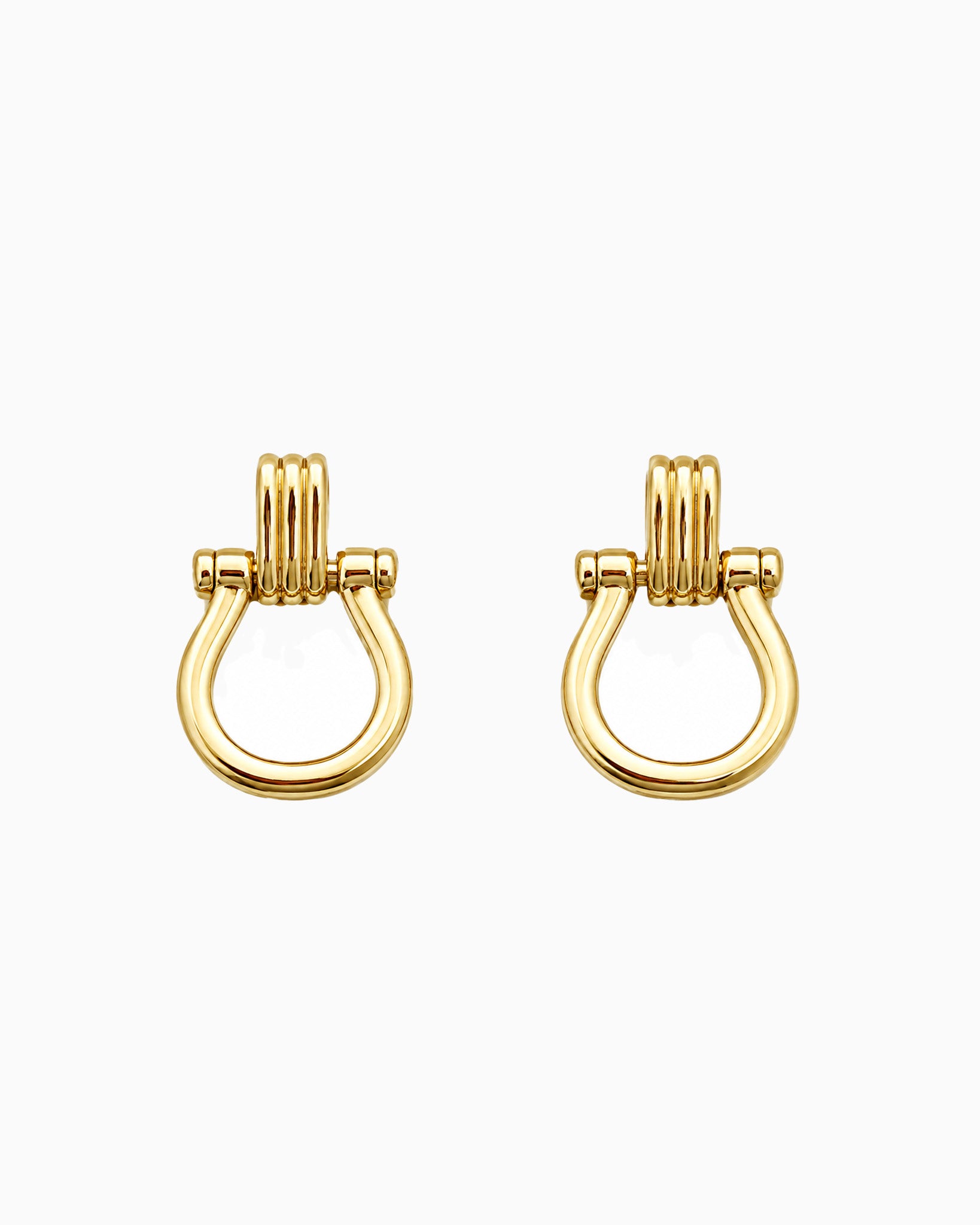 Door Knocker Horsebit Link Drop Earrings-1