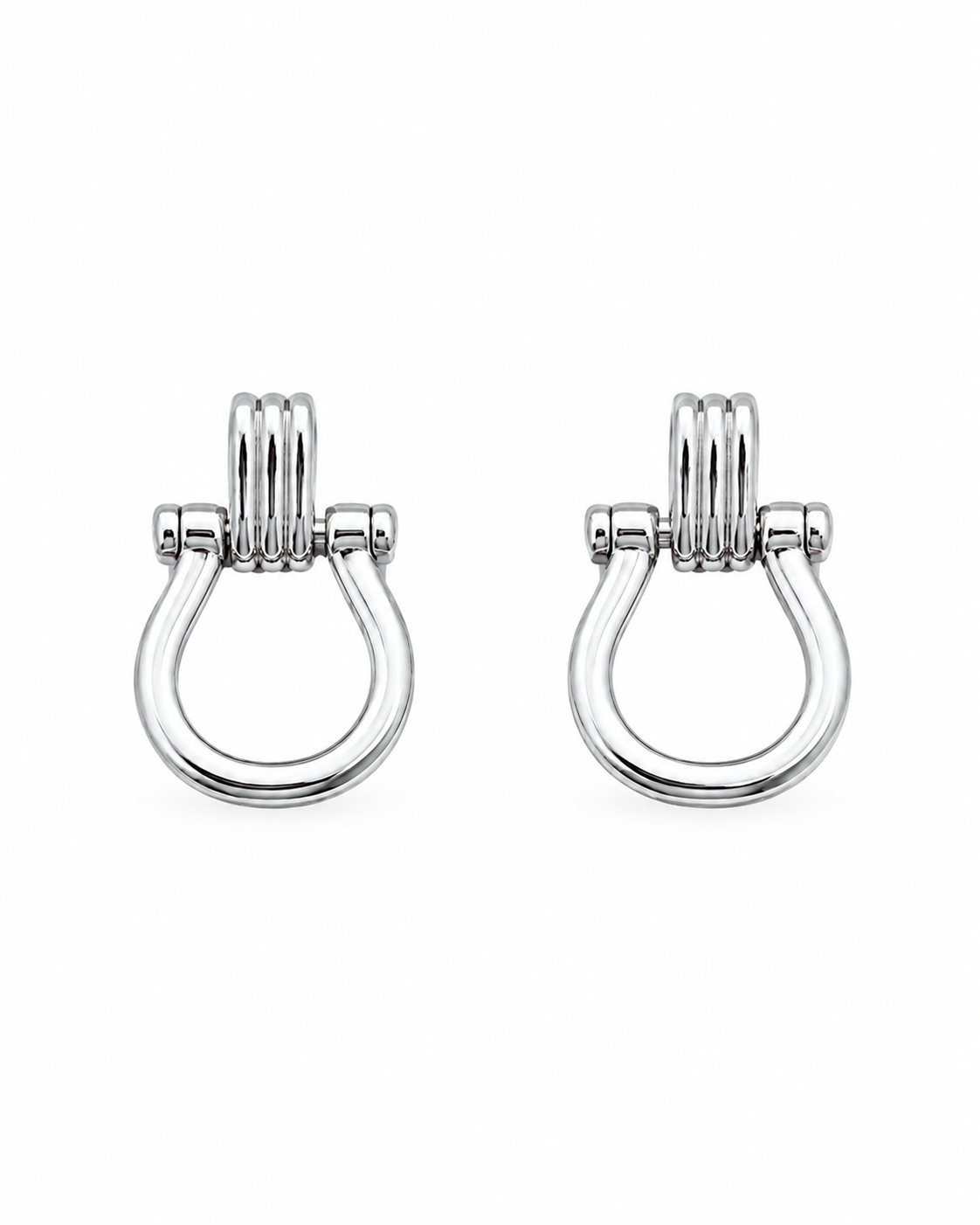 Door Knocker Horsebit Link Drop Earrings-2