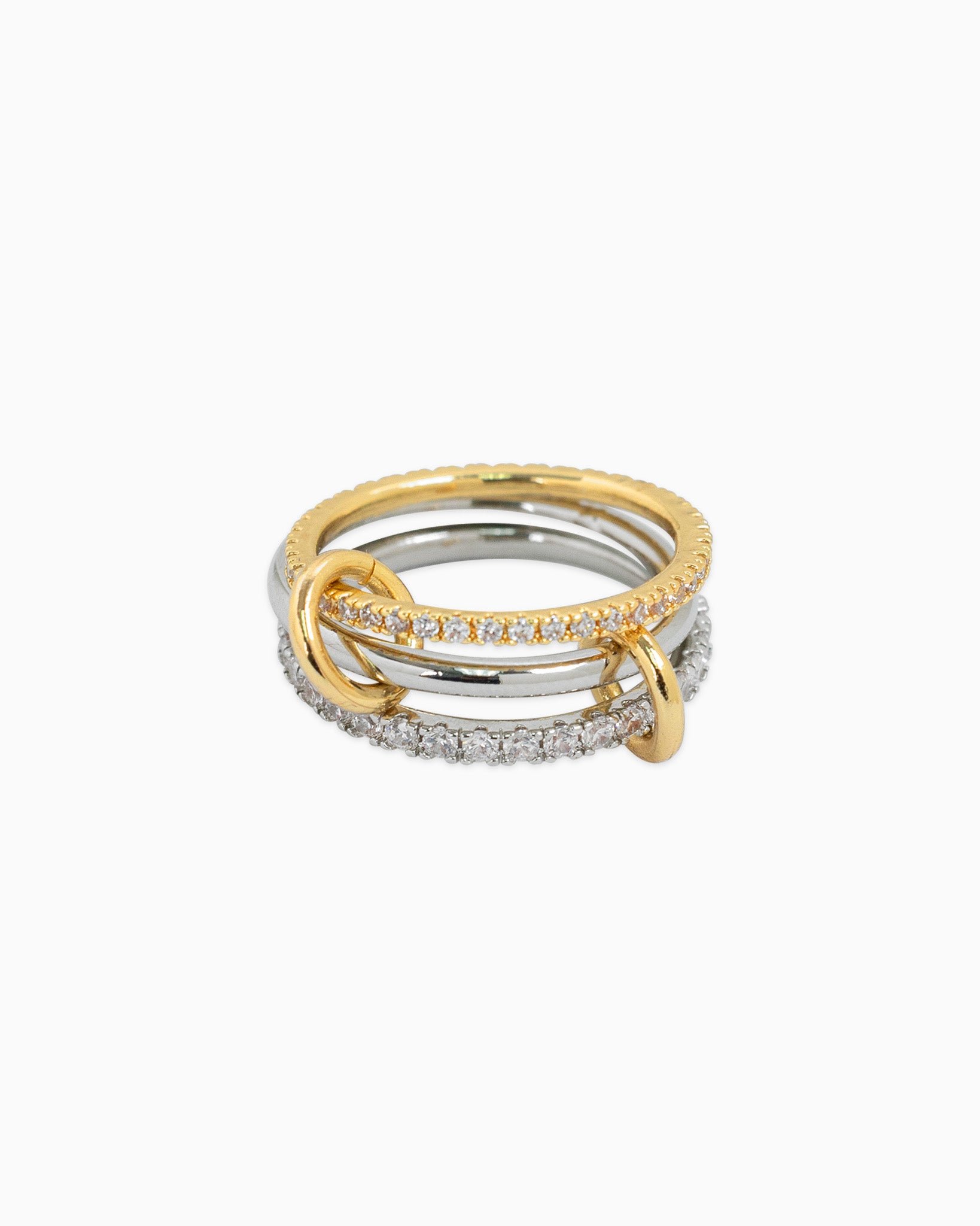 Two-Tone Double Pave Interlocking Ring