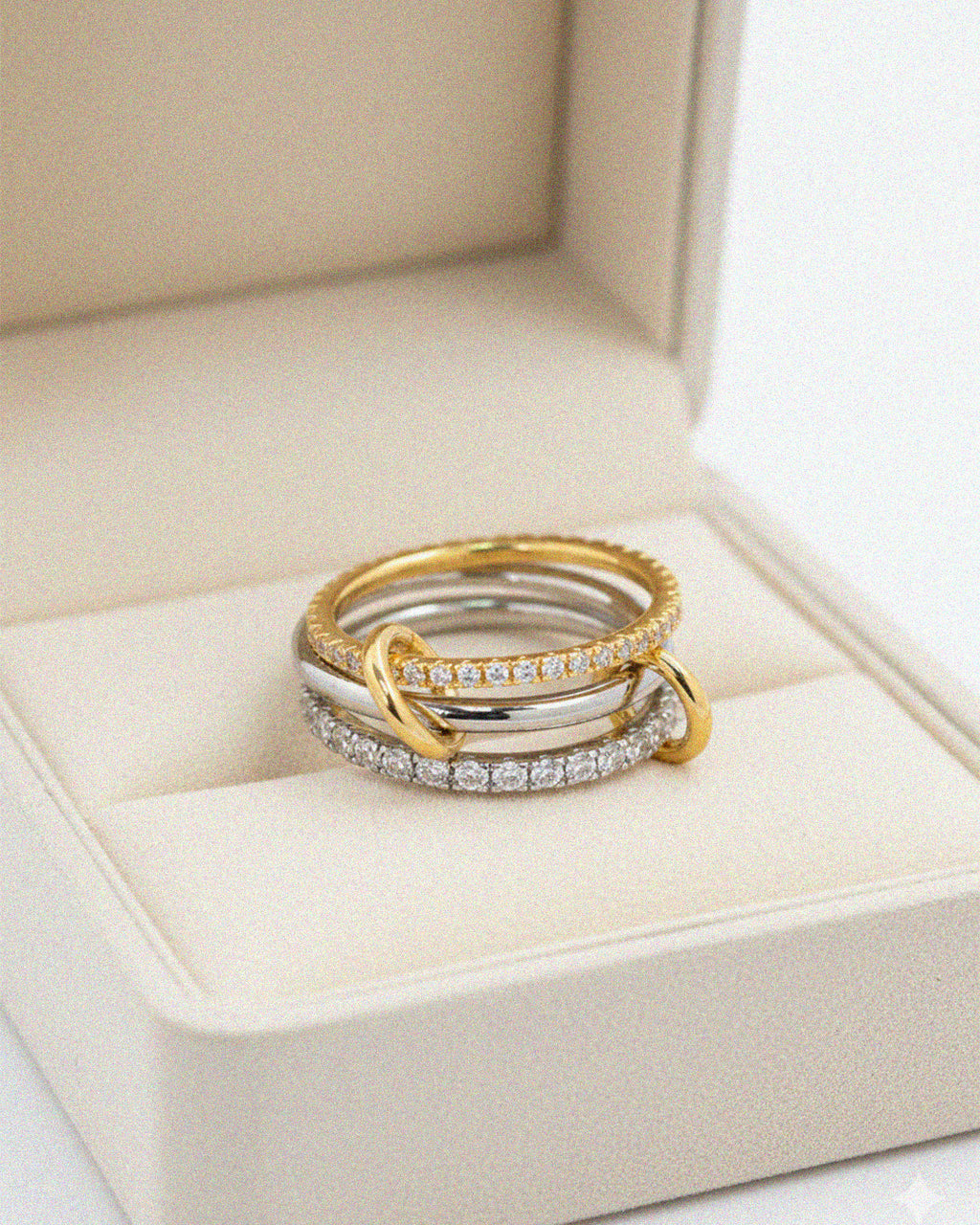 Two-Tone Double Pave Interlocking Ring