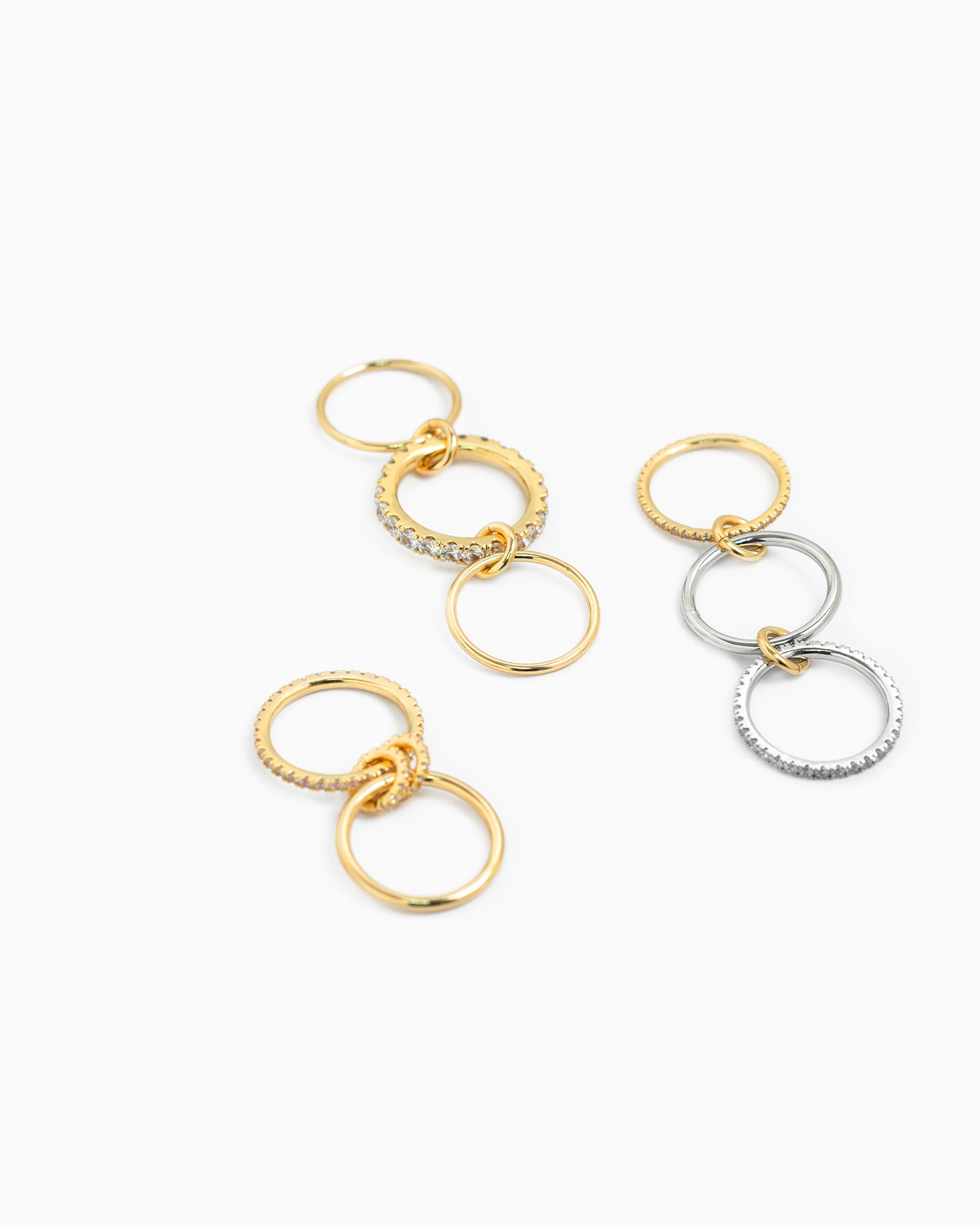 Two-Tone Double Pave Interlocking Ring